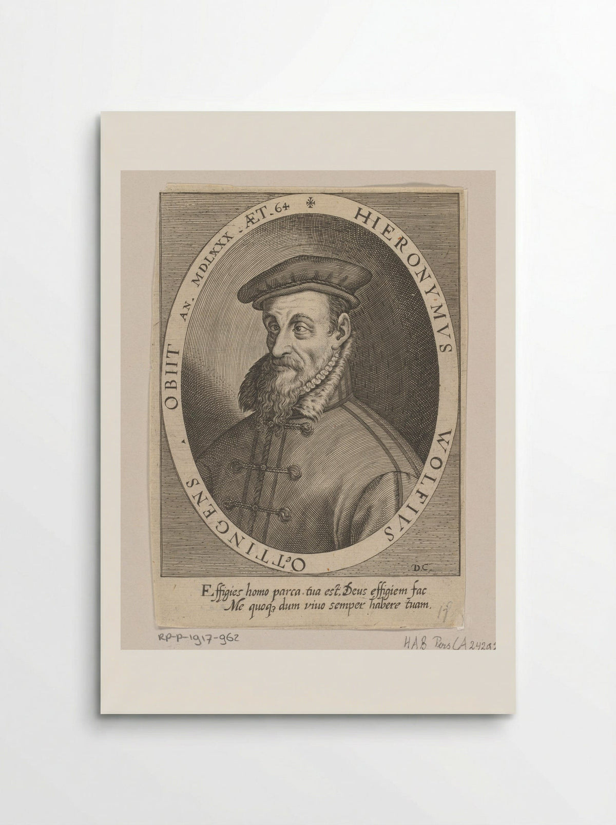 Portret van Hieronymus Wolf op 64-jarige leeftijd - Dominicus Custos - Poster