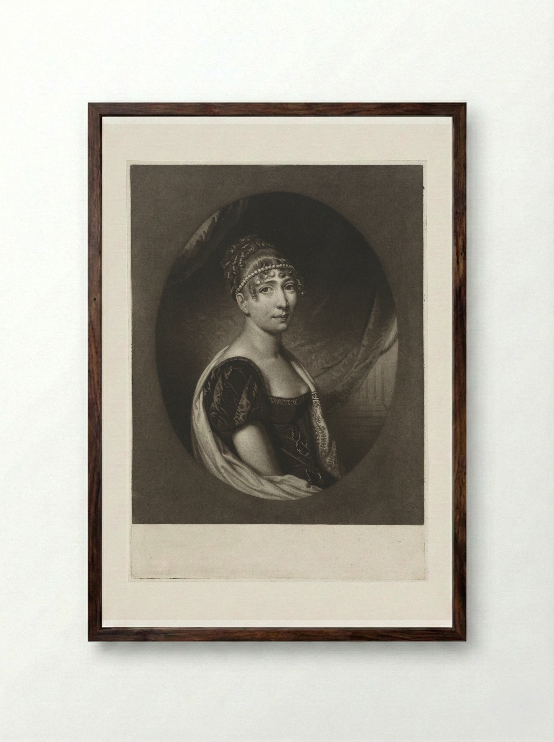 Portret van Hortense Eugénie de Beauharnais, koningin van Holland - Charles Howard Hodges - Framed Print Dark Wood