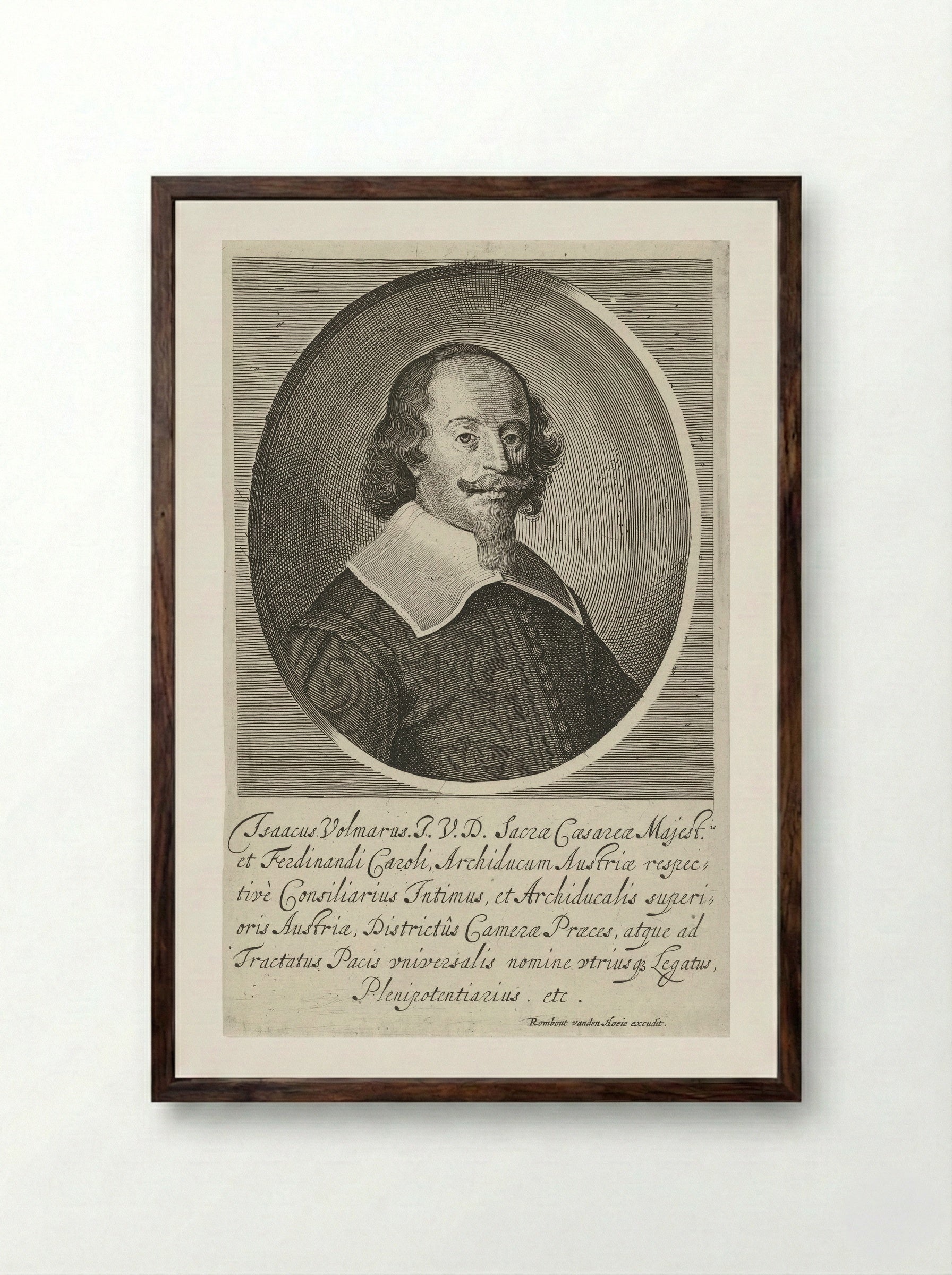 Portret van Isaak Volmar - Pieter Nolpe - Framed Print Dark Wood