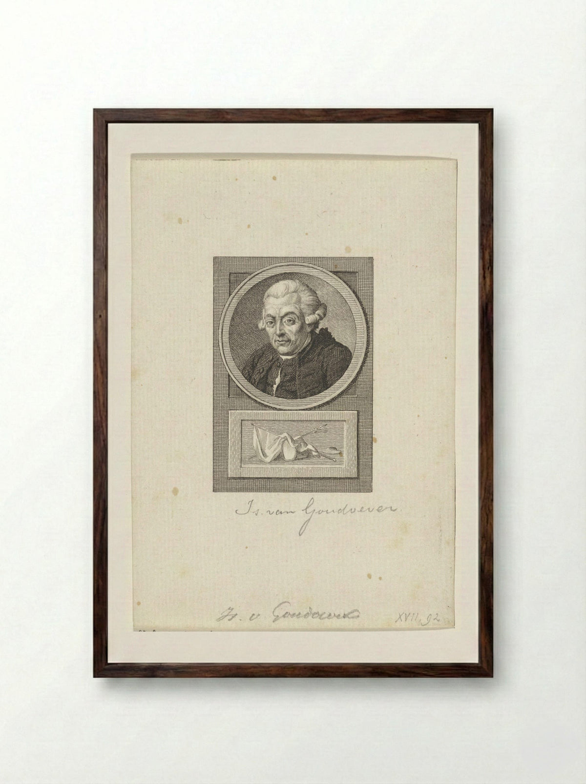 Portret van Isaak van Goudoever - Reinier Vinkeles - Framed Print Dark Wood