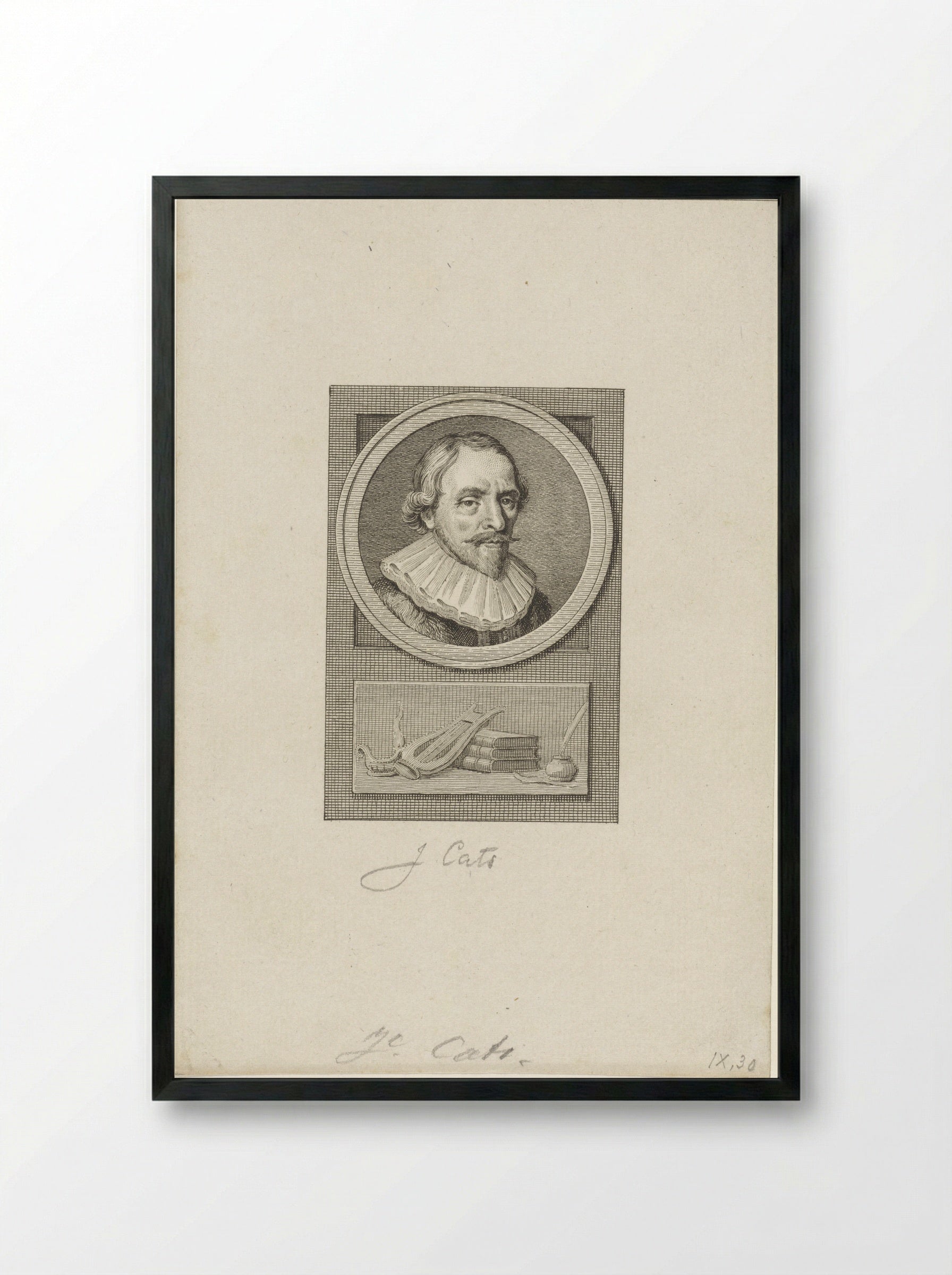 Portret van Jacob Cats - Reinier Vinkeles - Framed Print Black