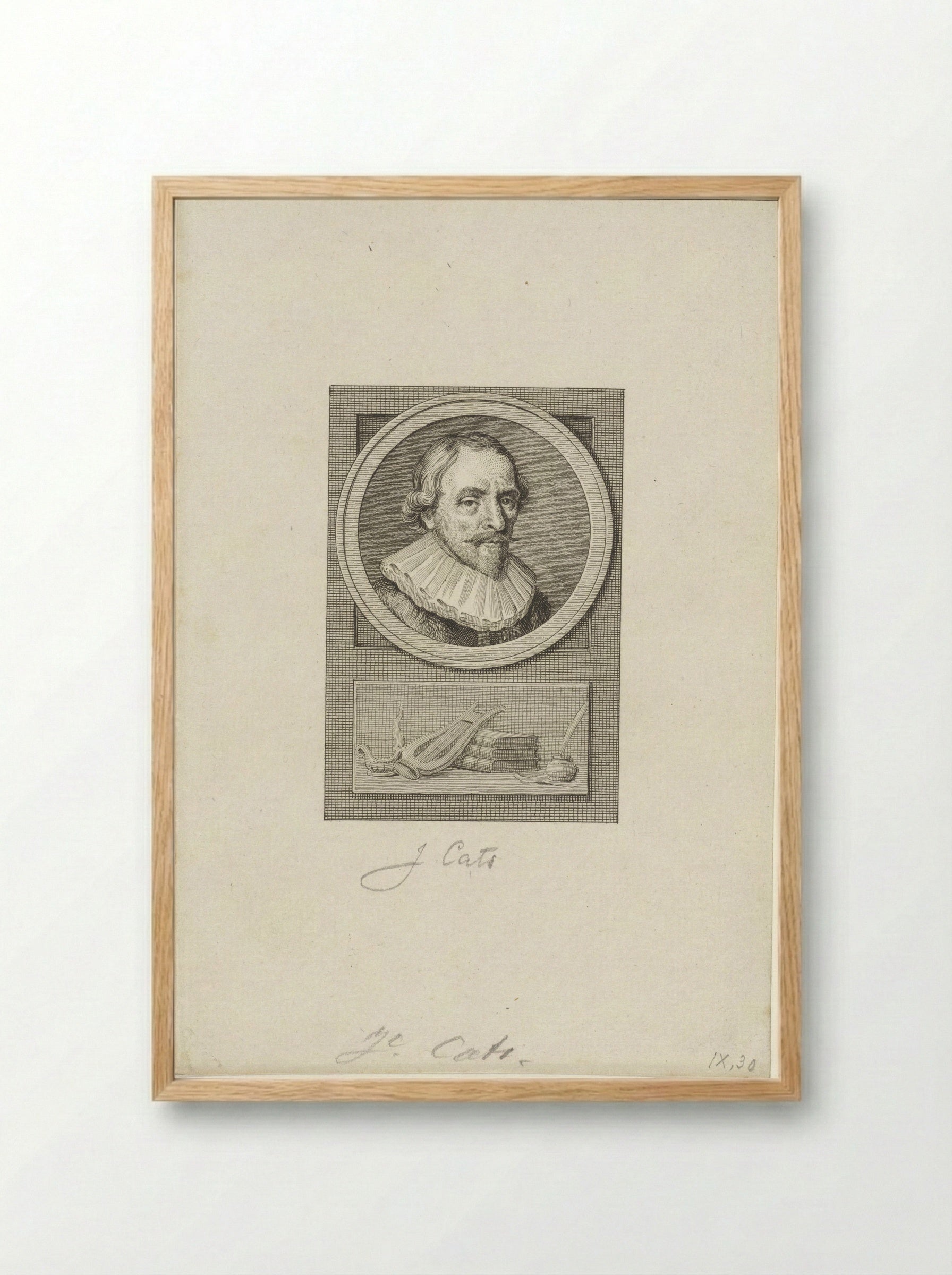 Portret van Jacob Cats - Reinier Vinkeles - Framed Print Wood