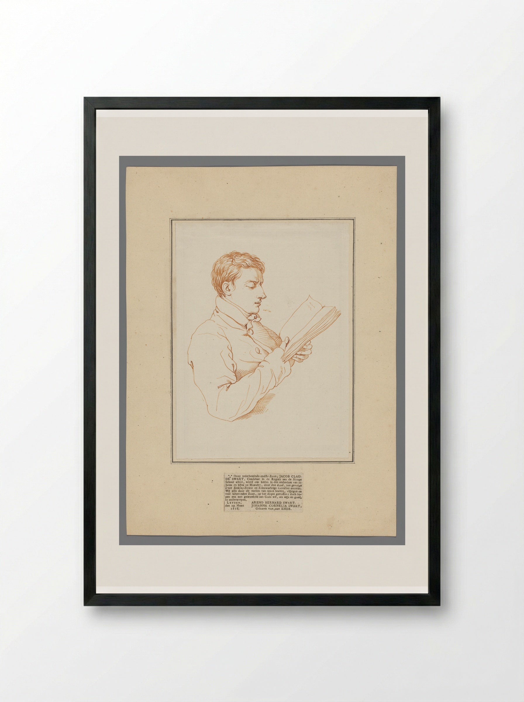 Portret van Jacob Claude Swart, lezend - David Pièrre Giottino Humbert de Superville - Framed Print Black