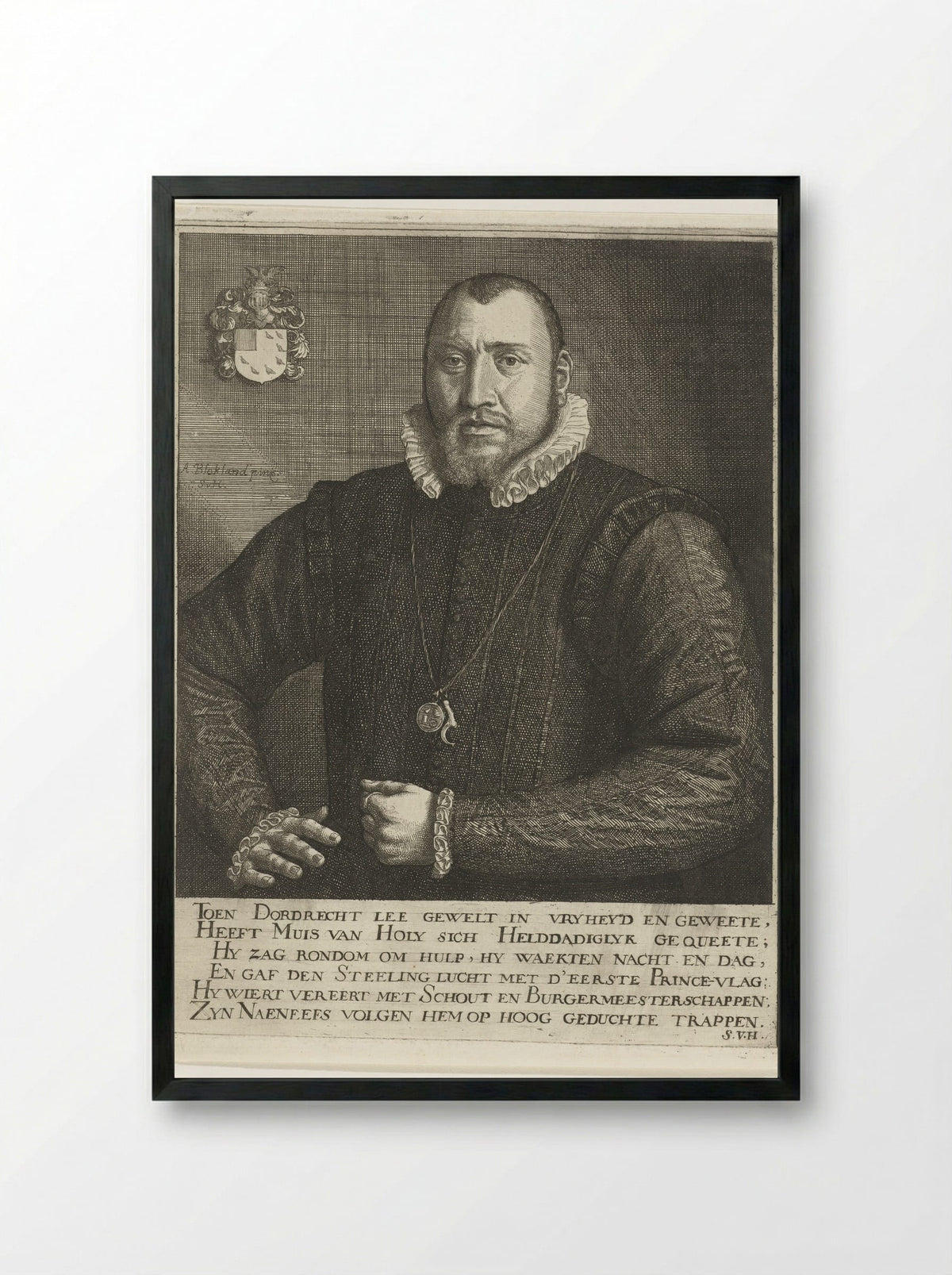 Portret van Jacob Muys van Holy - Simon onder de Linde - Framed Print Black