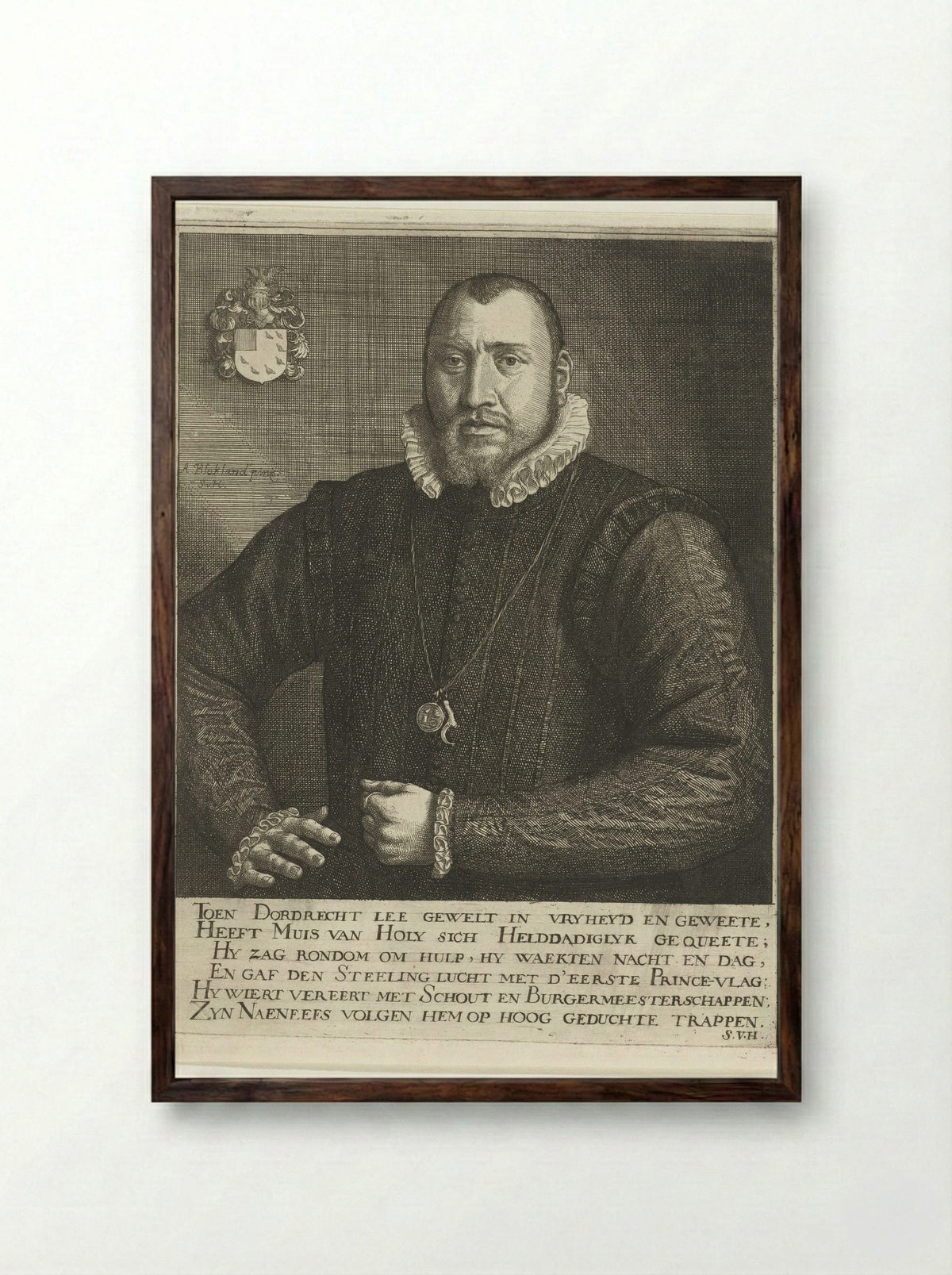 Portret van Jacob Muys van Holy - Simon onder de Linde - Framed Print Dark Wood