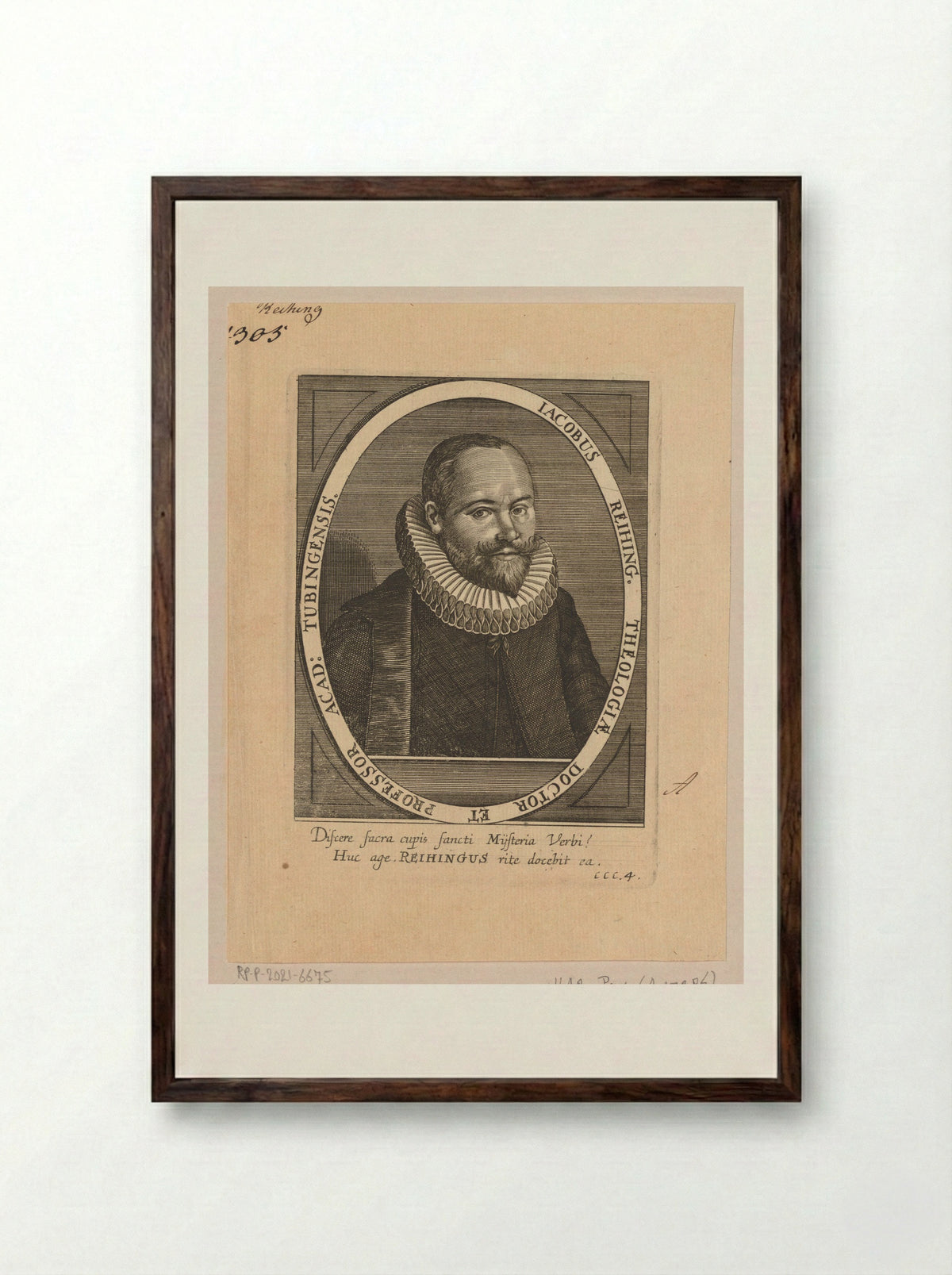 Portret van Jacob Reihing - Clemens Ammon - Framed Print Dark Wood