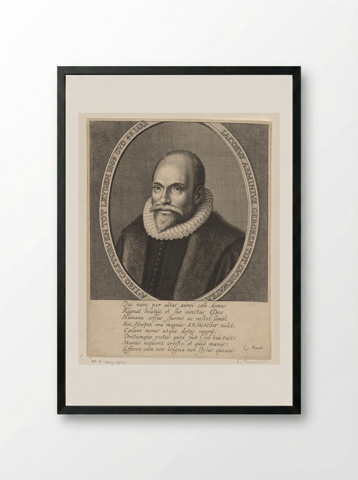 Portret van Jacobus Arminius - Cornelis Koning - Framed Print Black