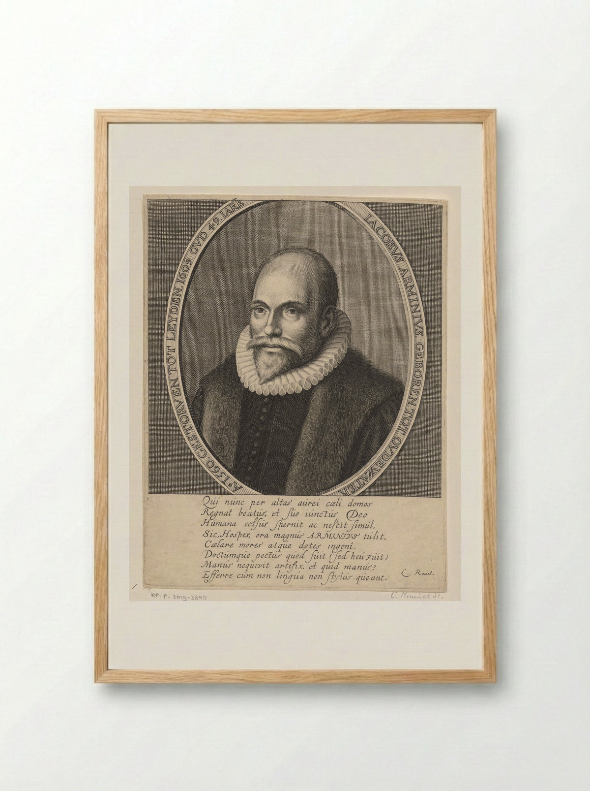 Portret van Jacobus Arminius - Cornelis Koning - Framed Print Wood