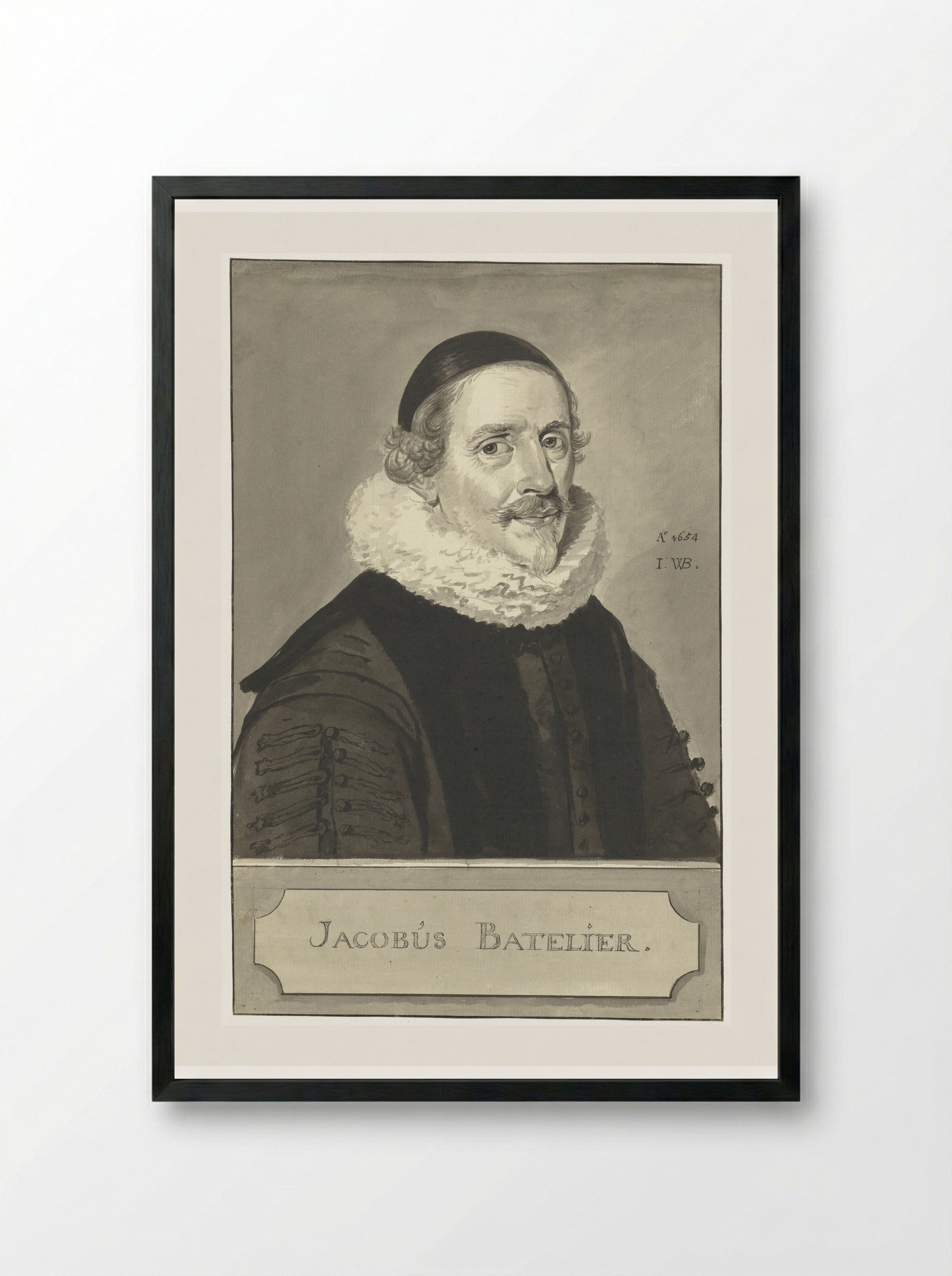 Portret van Jacobus Johannes Batelier - Aert Schouman - Framed Print Black