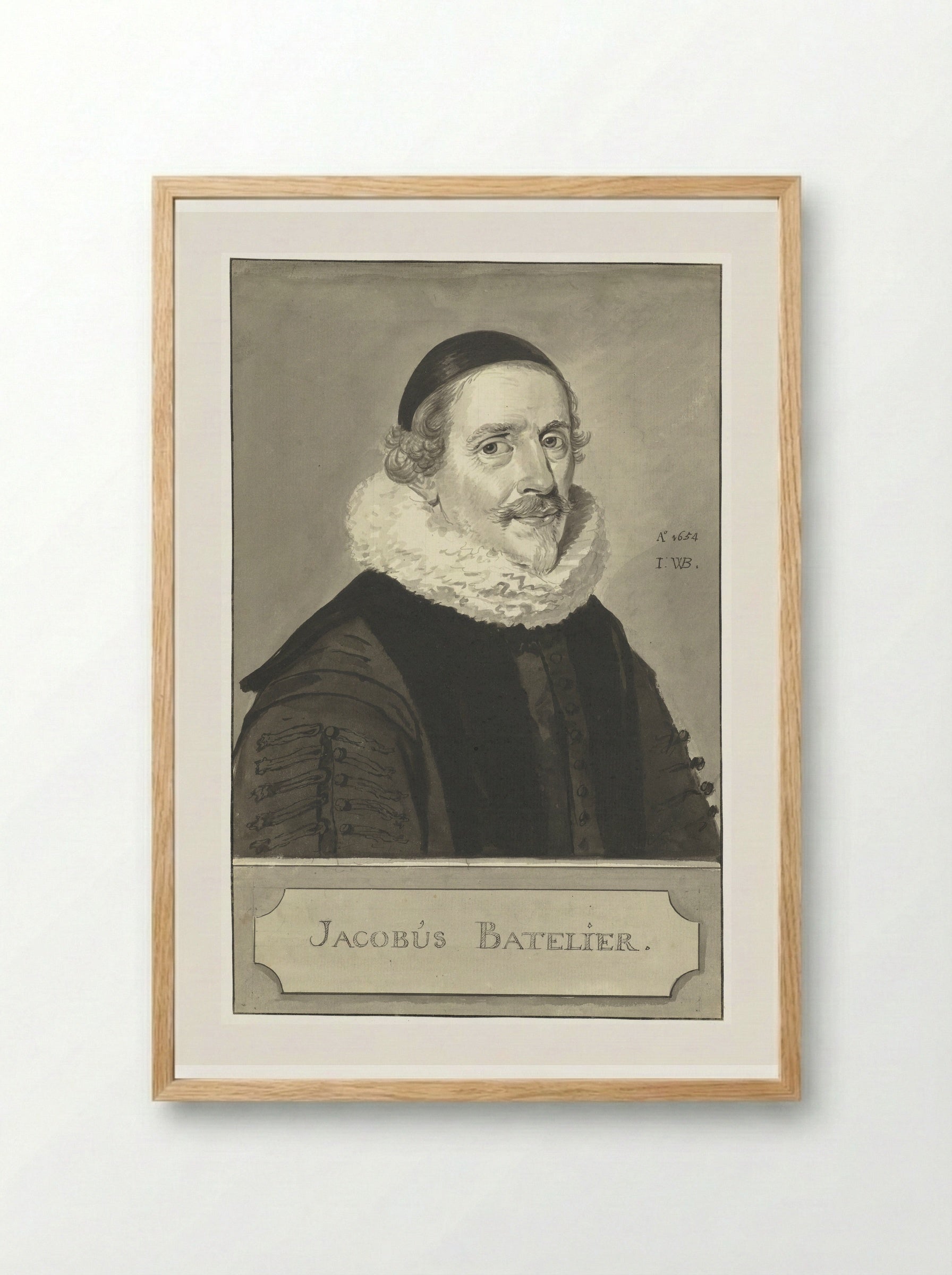 Portret van Jacobus Johannes Batelier - Aert Schouman - Framed Print Wood