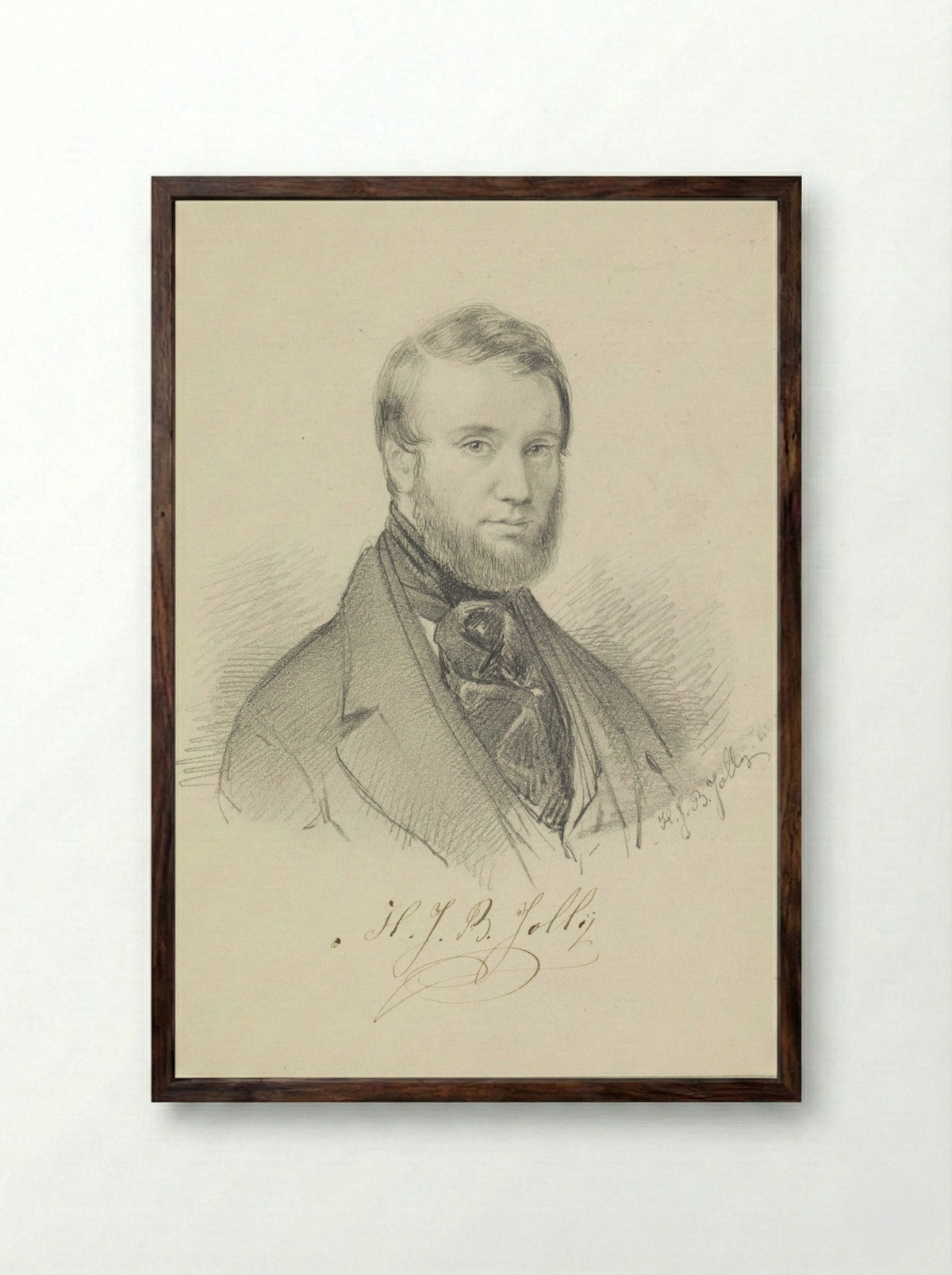 Portret van Jacobus Theodorus Abels - Henri Jean Baptiste Jolly - Framed Print Dark Wood