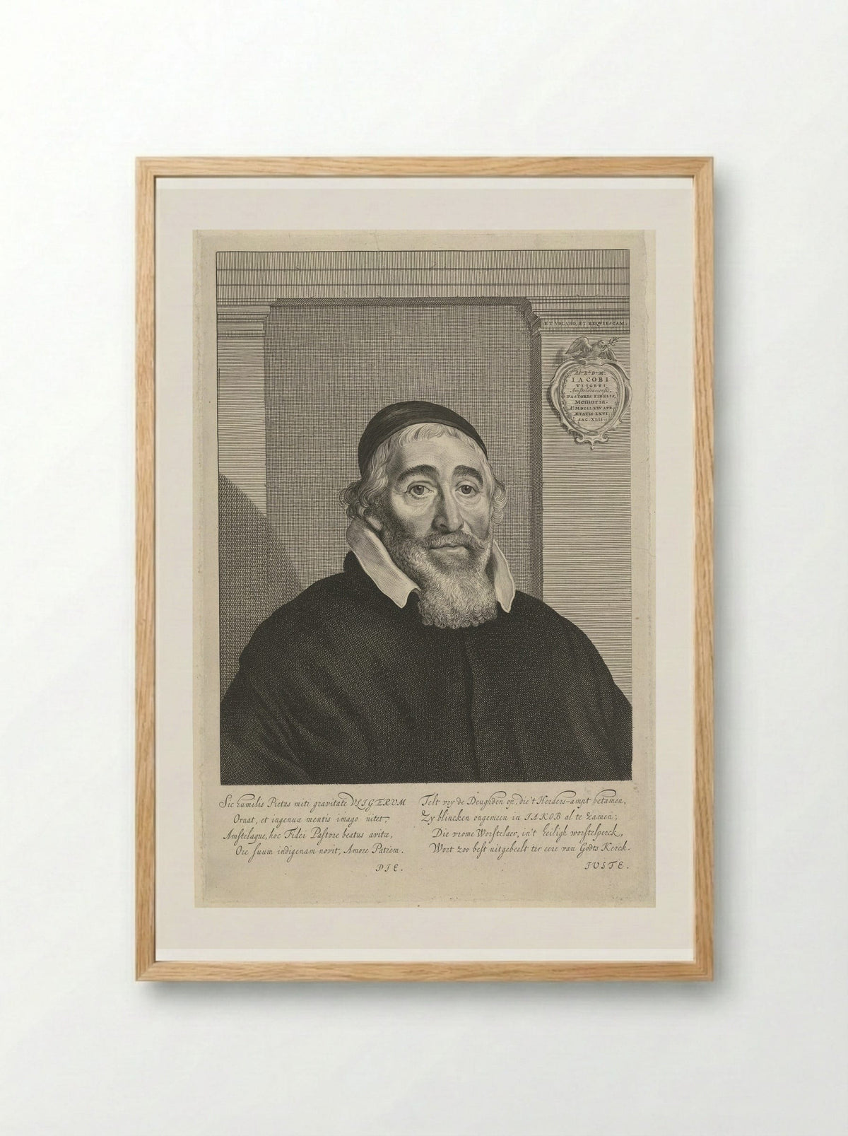 Portret van Jacobus Vligerus - Theodor Matham - Framed Print Wood