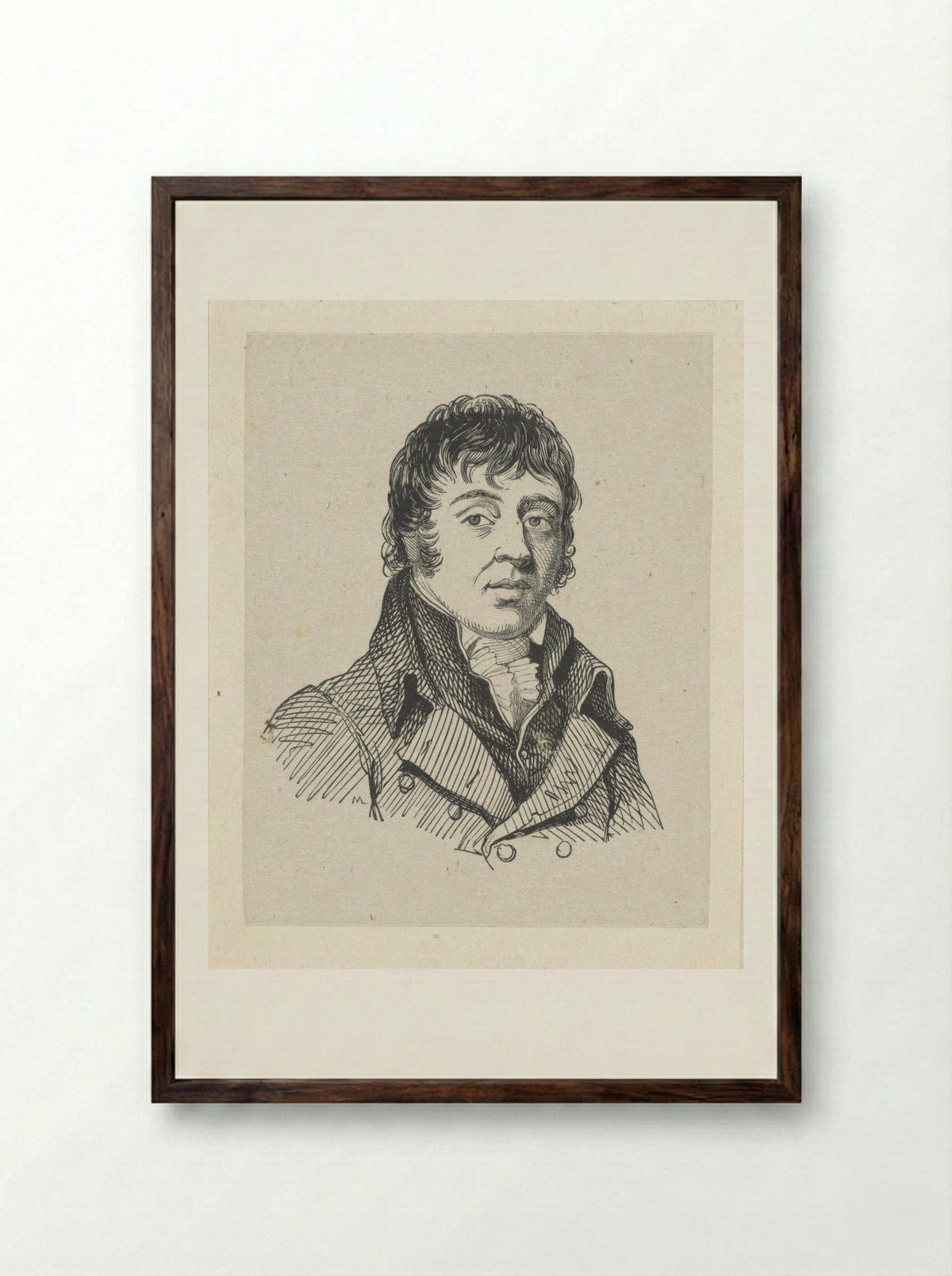 Portret van Jacques Jordaens - Martinus Schouman - Framed Print Dark Wood