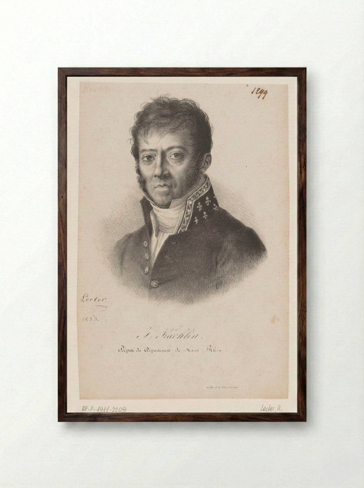 Portret van Jacques Koechlin - Auguste Toussaint Lecler - Framed Print Dark Wood