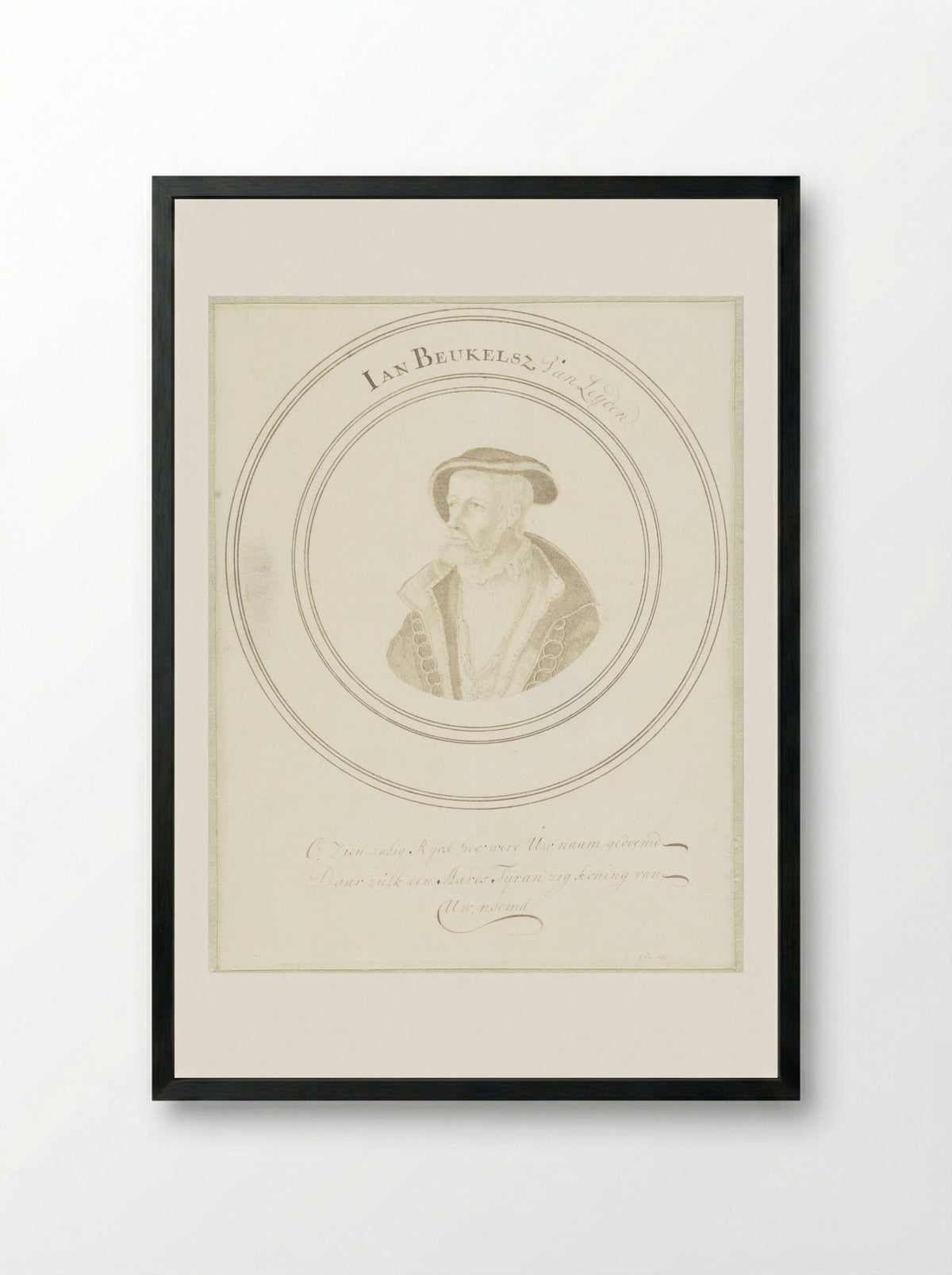 Portret van Jan Beukelsz. van Leyden - John Faber (I) - Framed Print Black