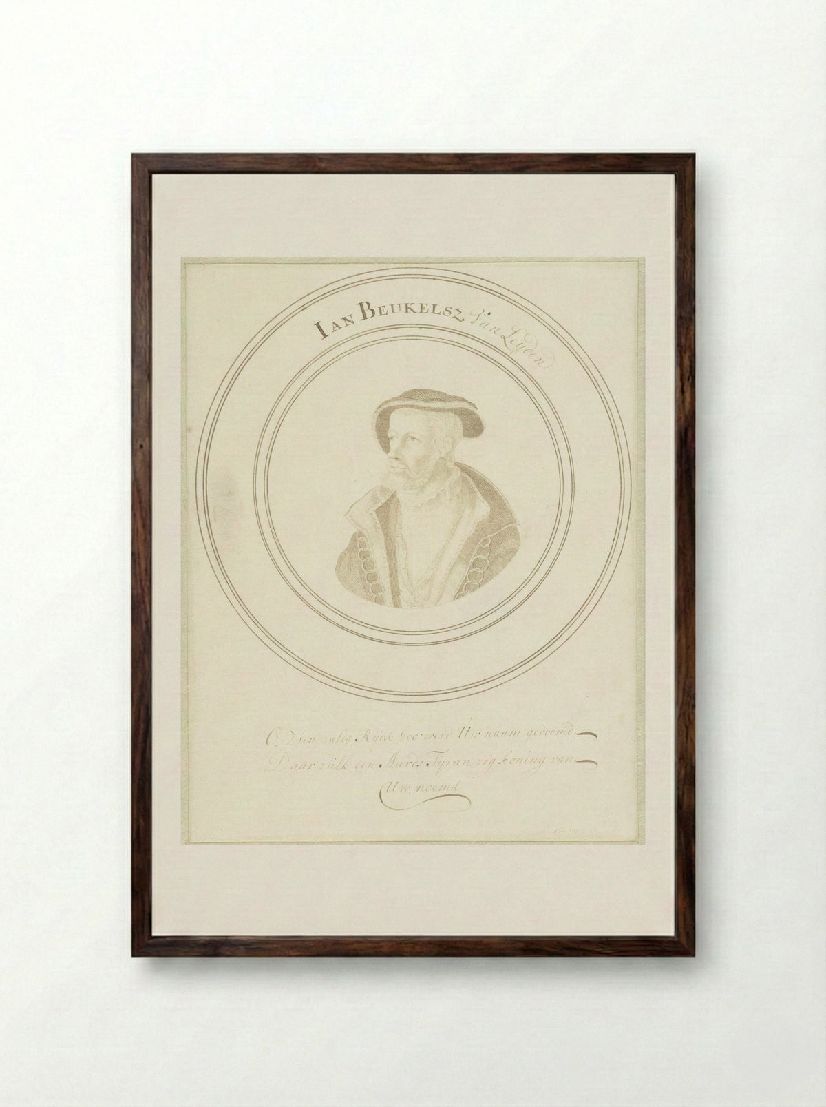 Portret van Jan Beukelsz. van Leyden - John Faber (I) - Framed Print Dark Wood