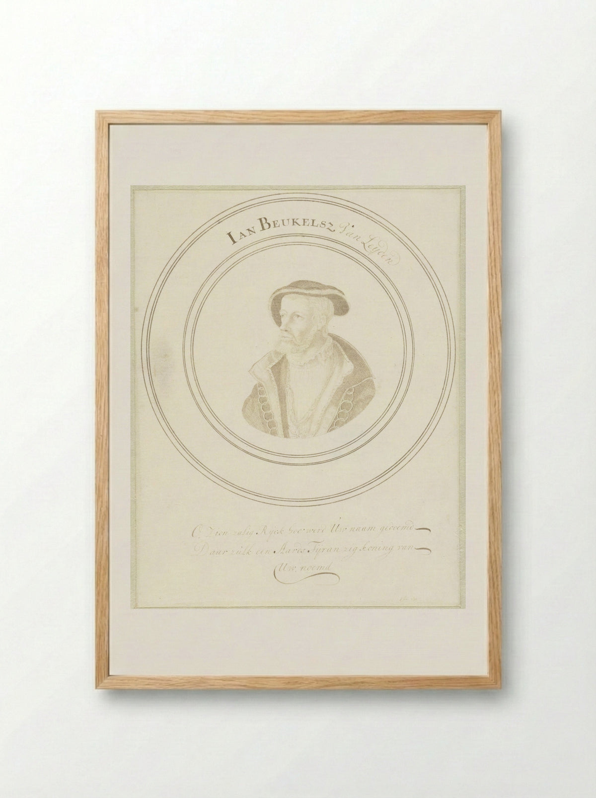 Portret van Jan Beukelsz. van Leyden - John Faber (I) - Framed Print Wood