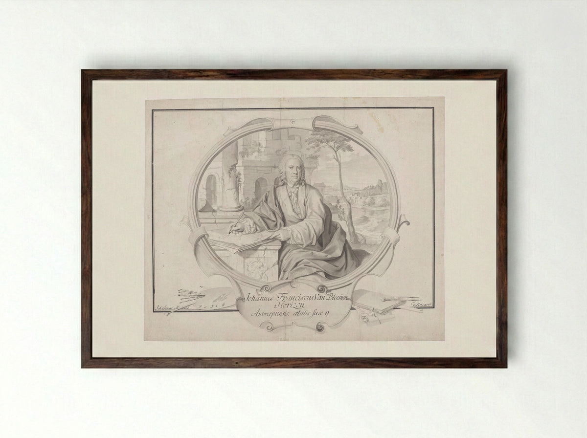 Portret van Jan Frans van Bloemen - Johann Jonas Michael - Framed Print Dark Wood