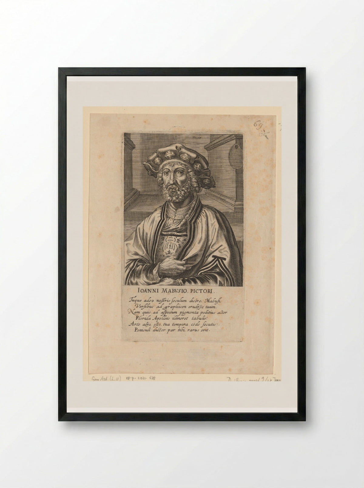 Portret van Jan Gossaert - Hendrick Hondius (I) - Framed Print Black