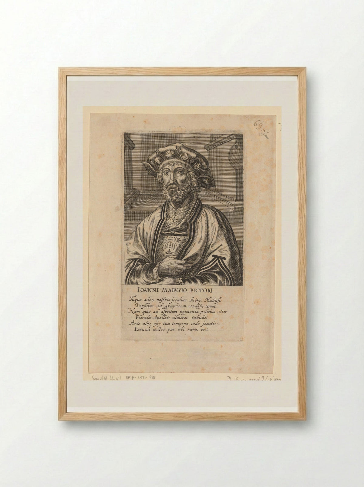 Portret van Jan Gossaert - Hendrick Hondius (I) - Framed Print Wood