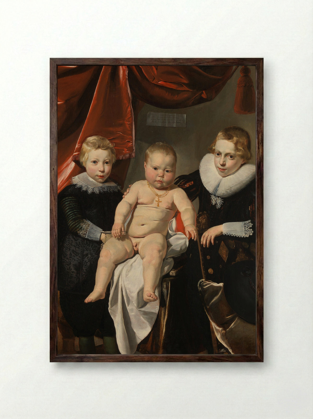 Portret van Jan, Simon en Hendrick Verstegen - Thomas de Keyser - Framed Print Dark Wood