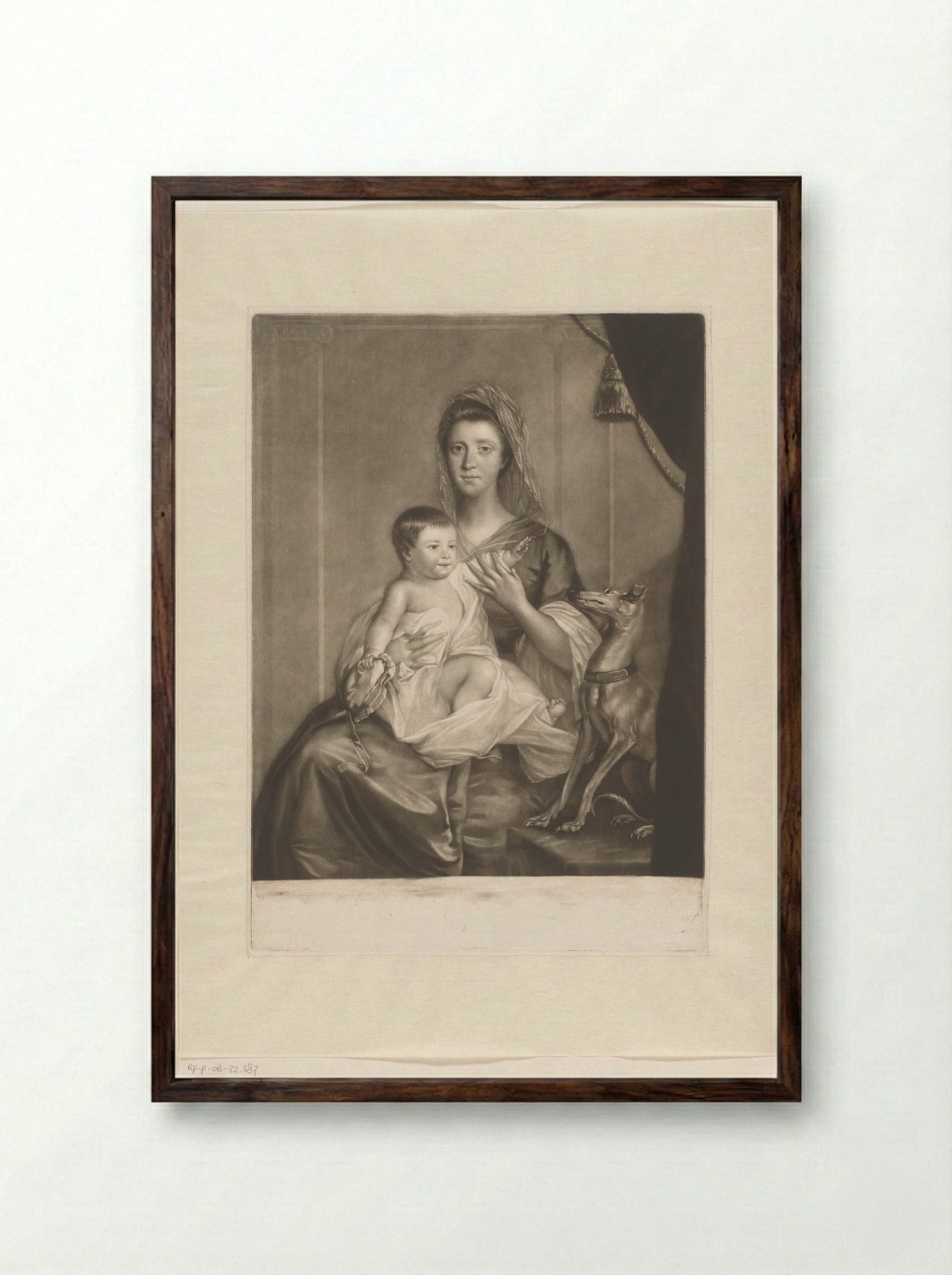 Portret van Jane Cathcart en haar dochter Jane - James McArdell - Framed Print Dark Wood