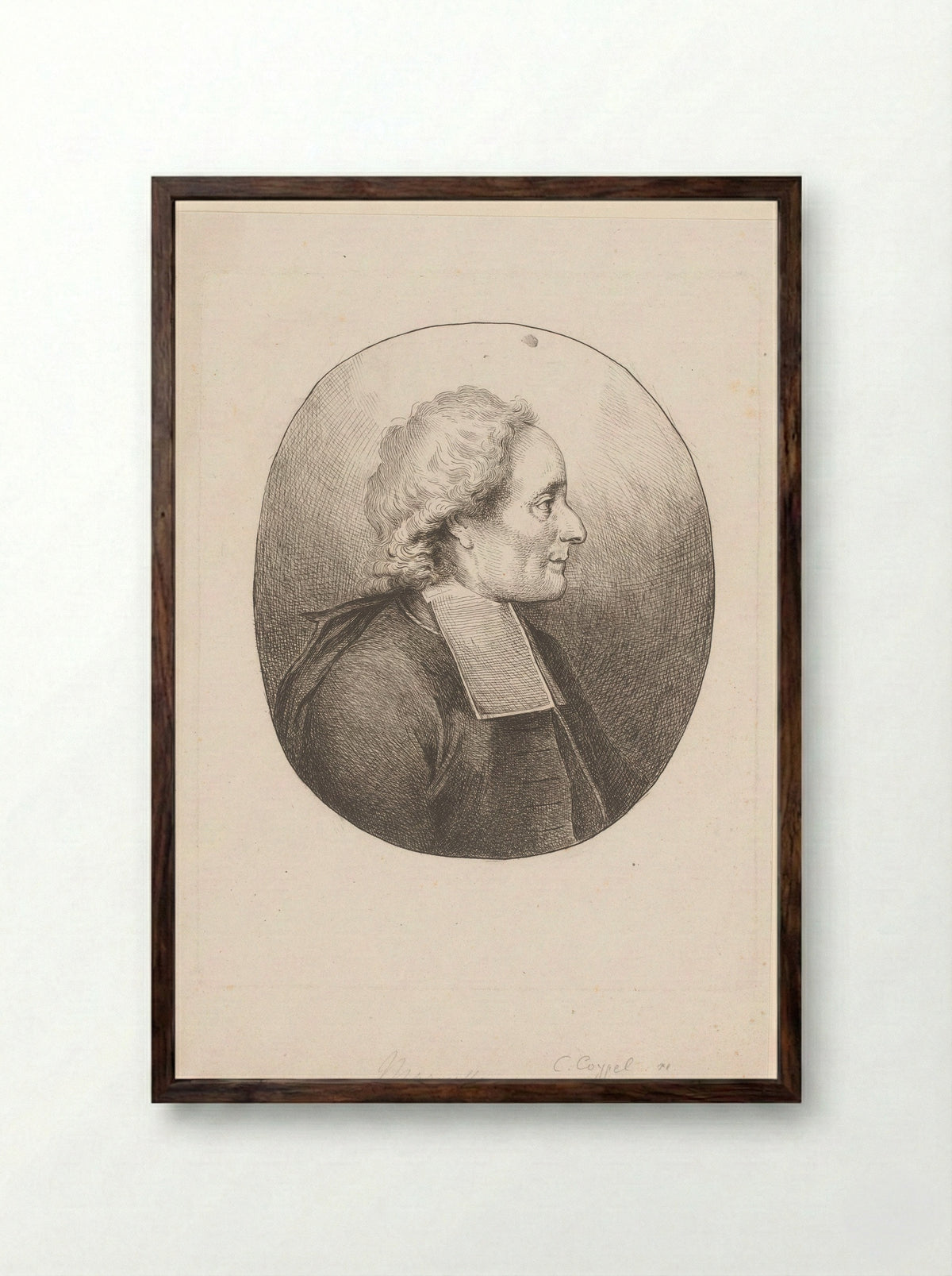 Portret van Jean Antoine de Maroulle - Charles-Antoine Coypel - Framed Print Dark Wood