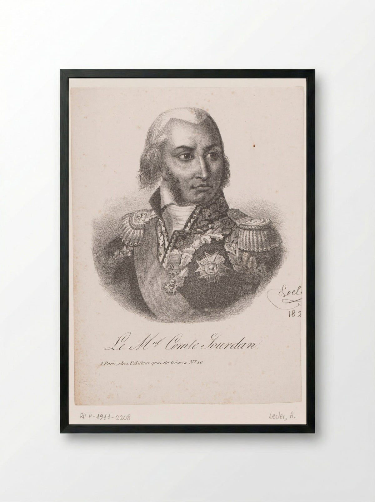Portret van Jean-Baptiste Jourdan - Auguste Toussaint Lecler - Framed Print Black