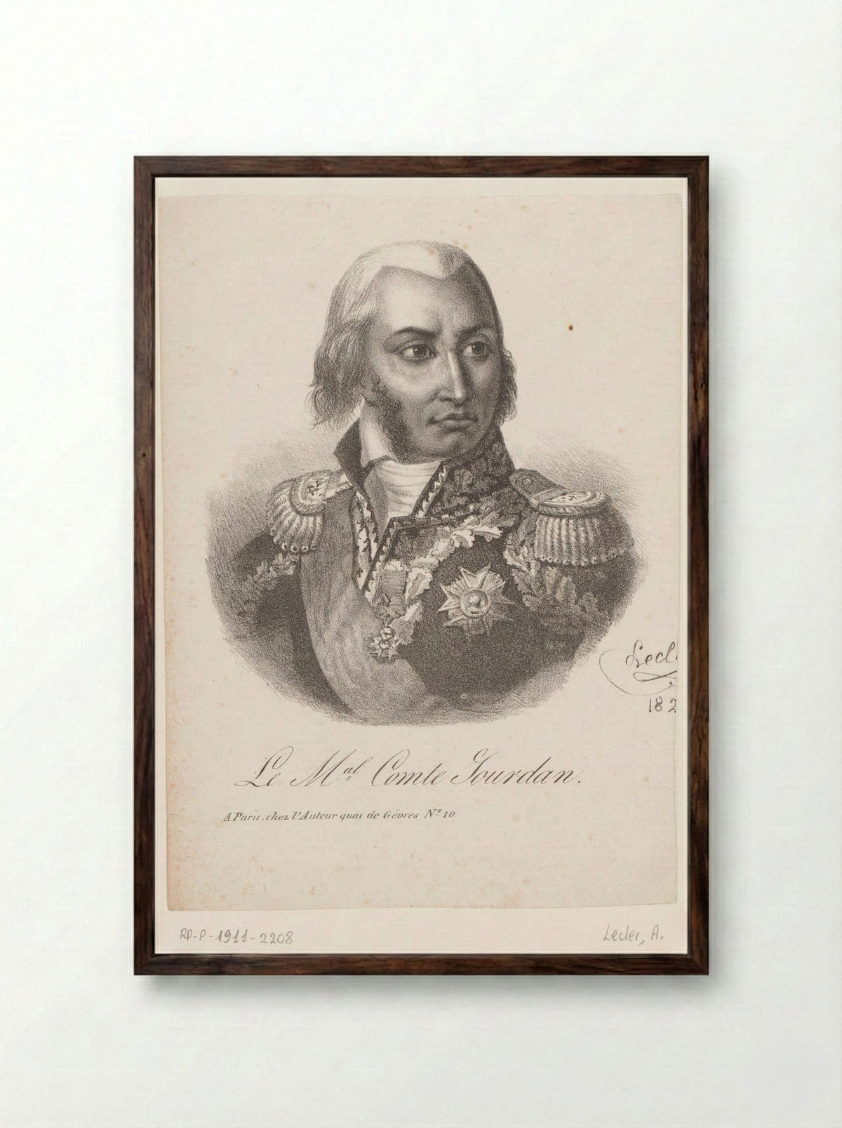 Portret van Jean-Baptiste Jourdan - Auguste Toussaint Lecler - Framed Print Dark Wood
