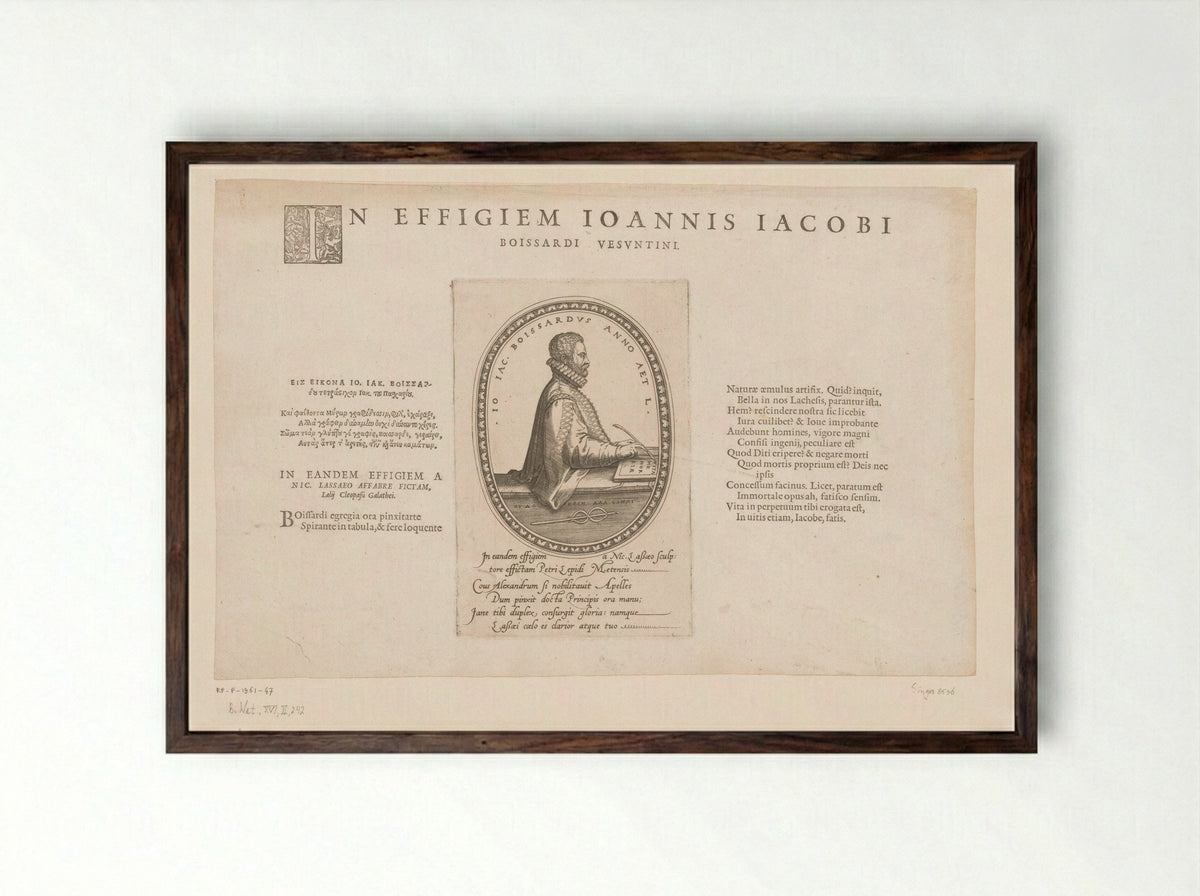 Portret van Jean Jacques Boissard - Caspar Rutz - Framed Print Dark Wood