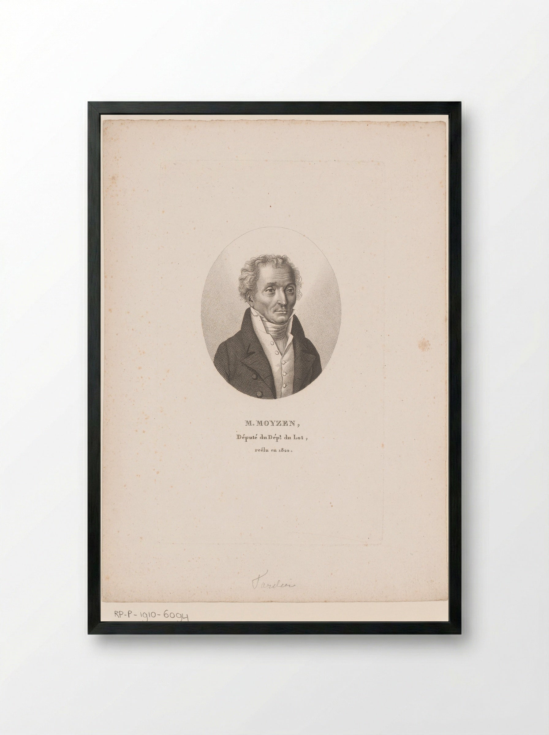 Portret van Jean Joseph Moyzen - Ambroise Tardieu - Framed Print Black