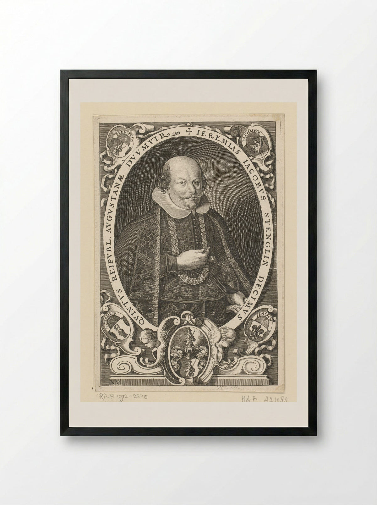 Portret van Jeremias Jacobus Stenglin - Lucas Kilian - Framed Print Black