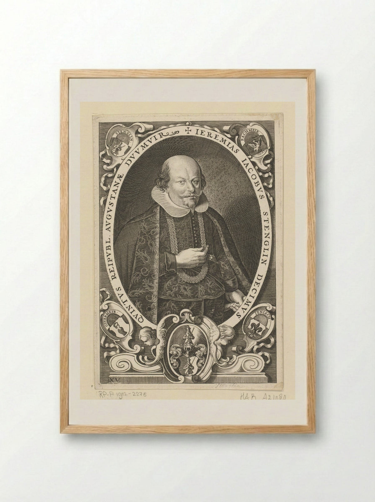 Portret van Jeremias Jacobus Stenglin - Lucas Kilian - Framed Print Wood