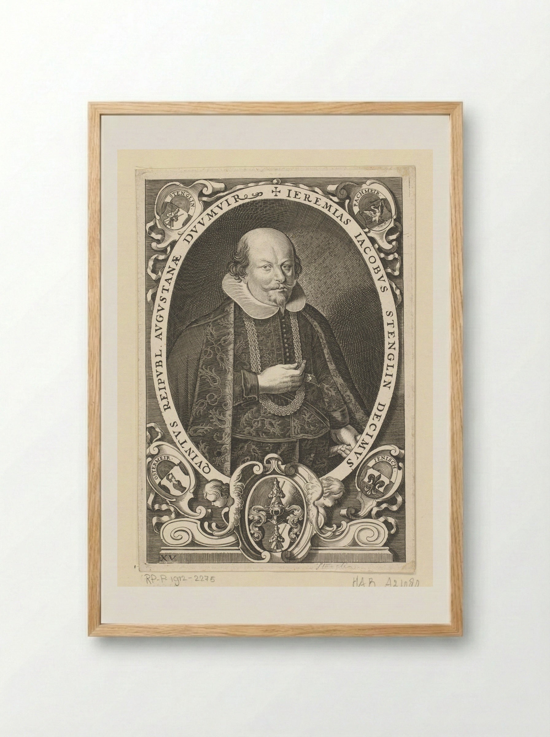 Portret van Jeremias Jacobus Stenglin - Lucas Kilian - Framed Print Wood