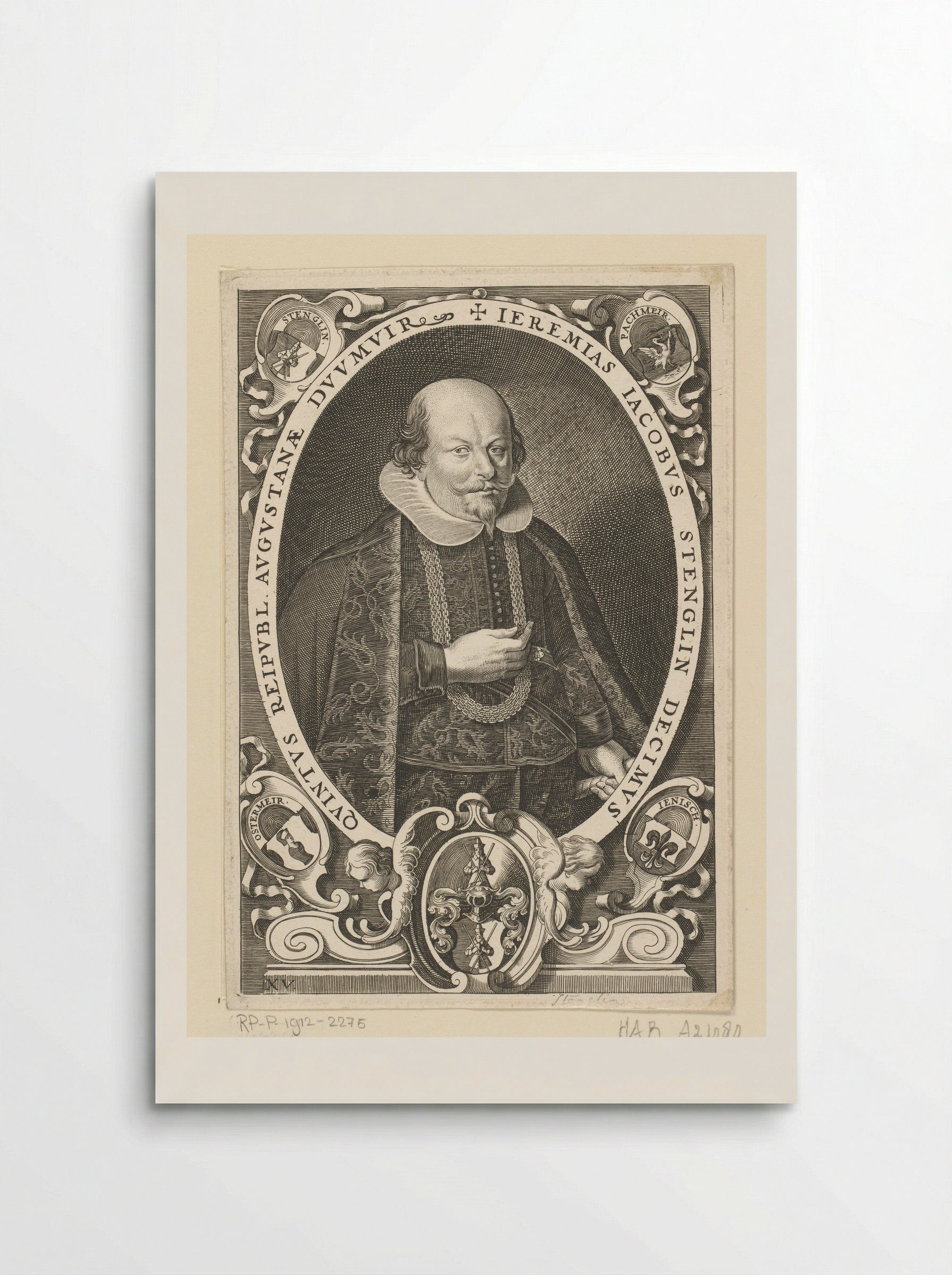 Portret van Jeremias Jacobus Stenglin - Lucas Kilian - Poster