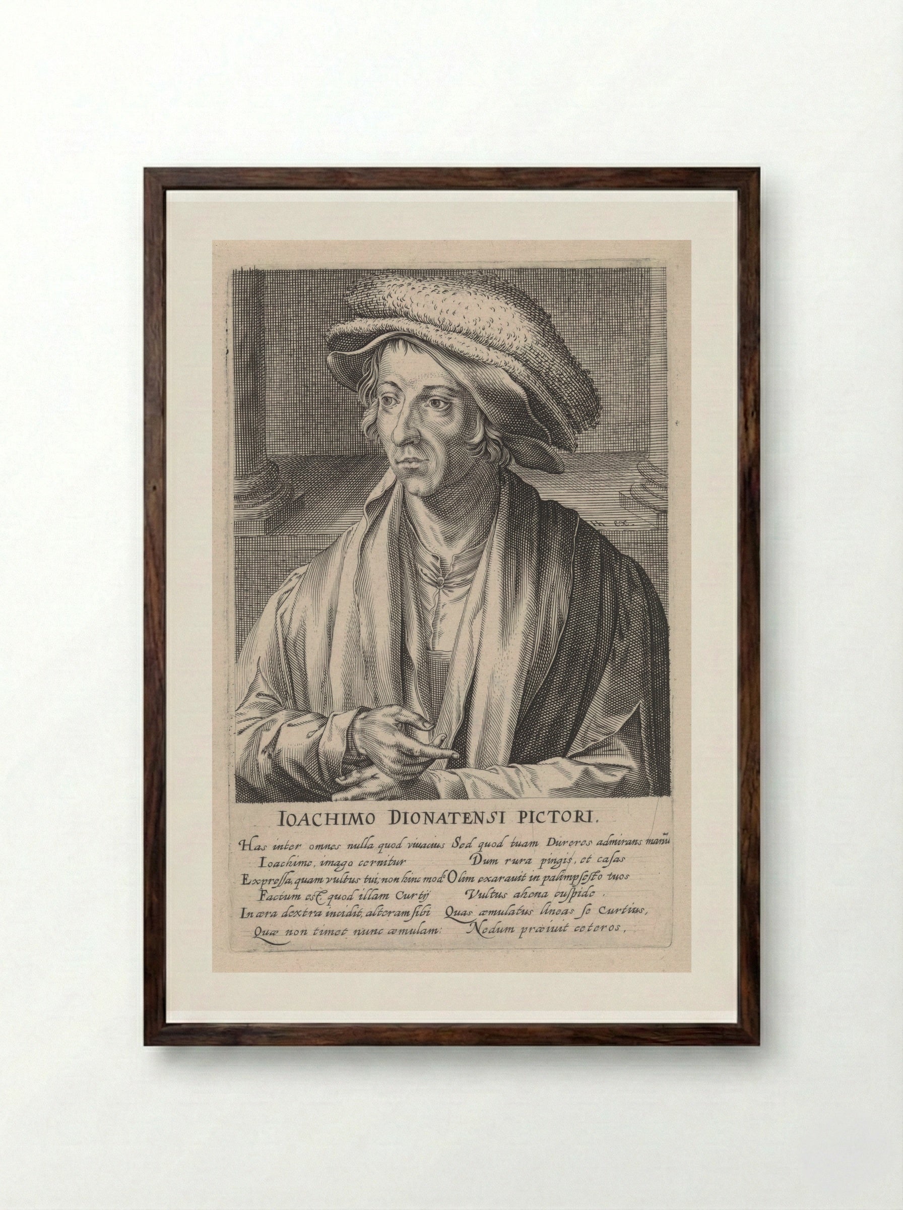 Portret van Joachim Patinir - Hendrick Hondius (I) - Framed Print Dark Wood