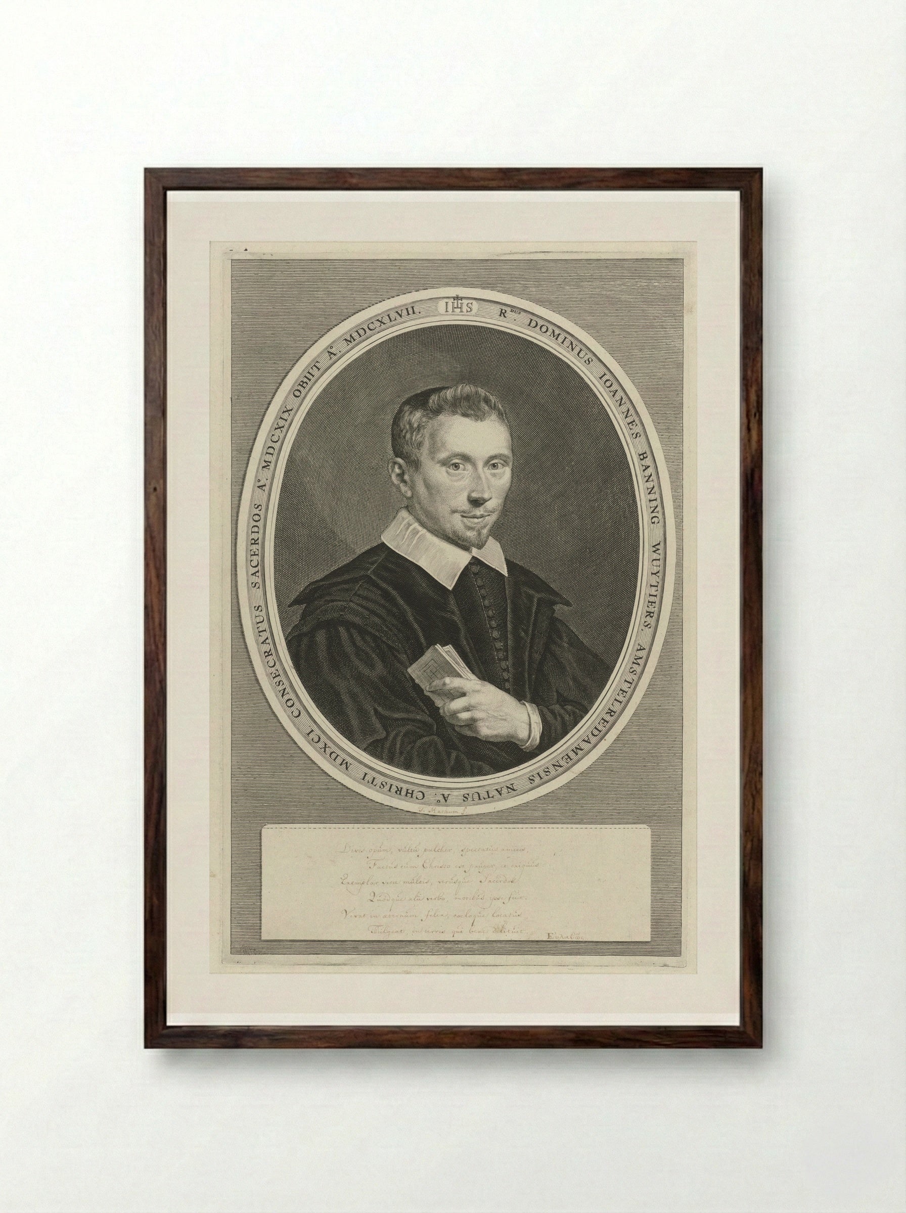 Portret van Joannes Banning Wuytiers - Theodor Matham - Framed Print Dark Wood