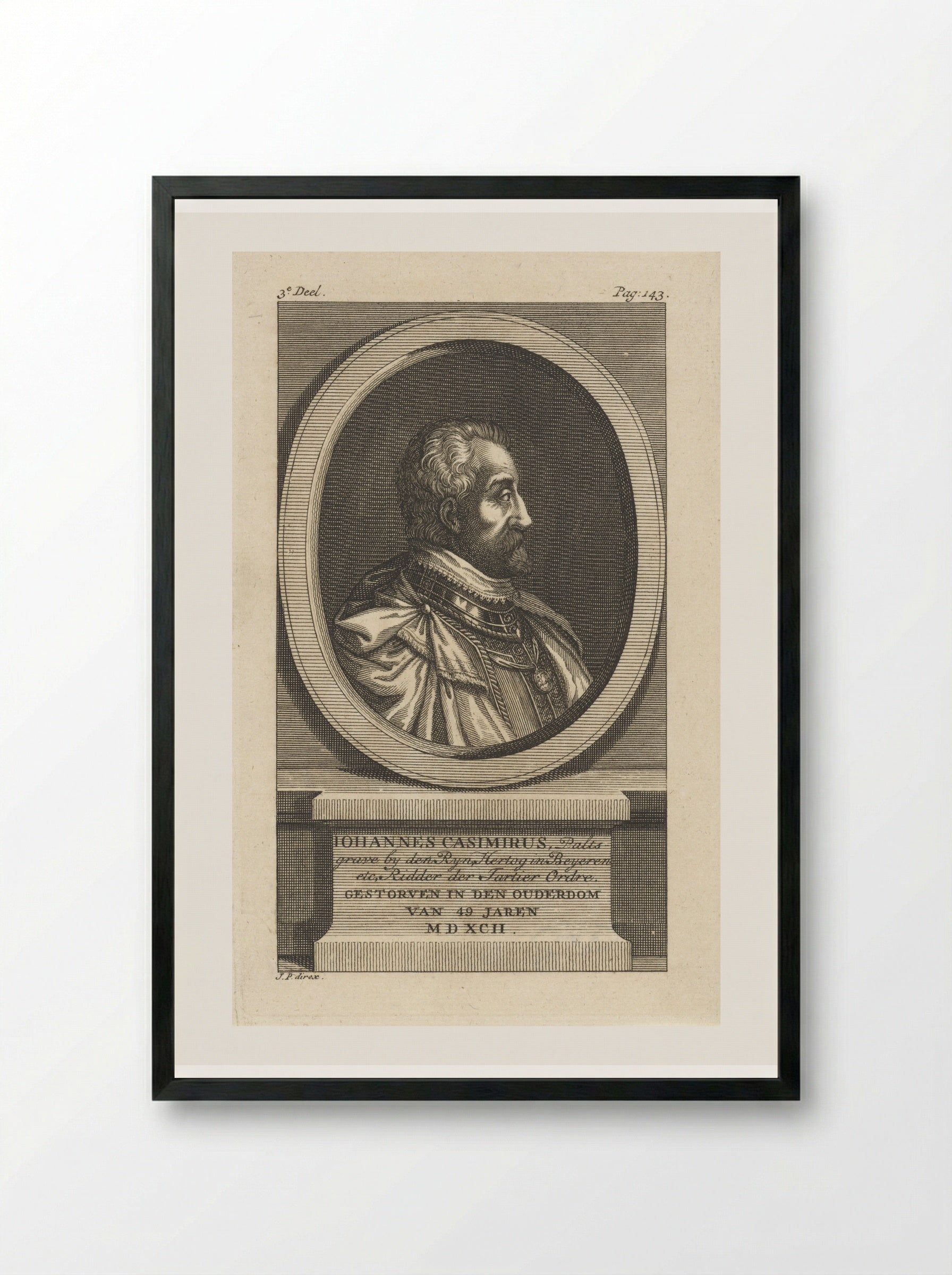 Portret van Johan Casimir, paltsgraaf aan de Rijn - Jan Punt - Framed Print Black