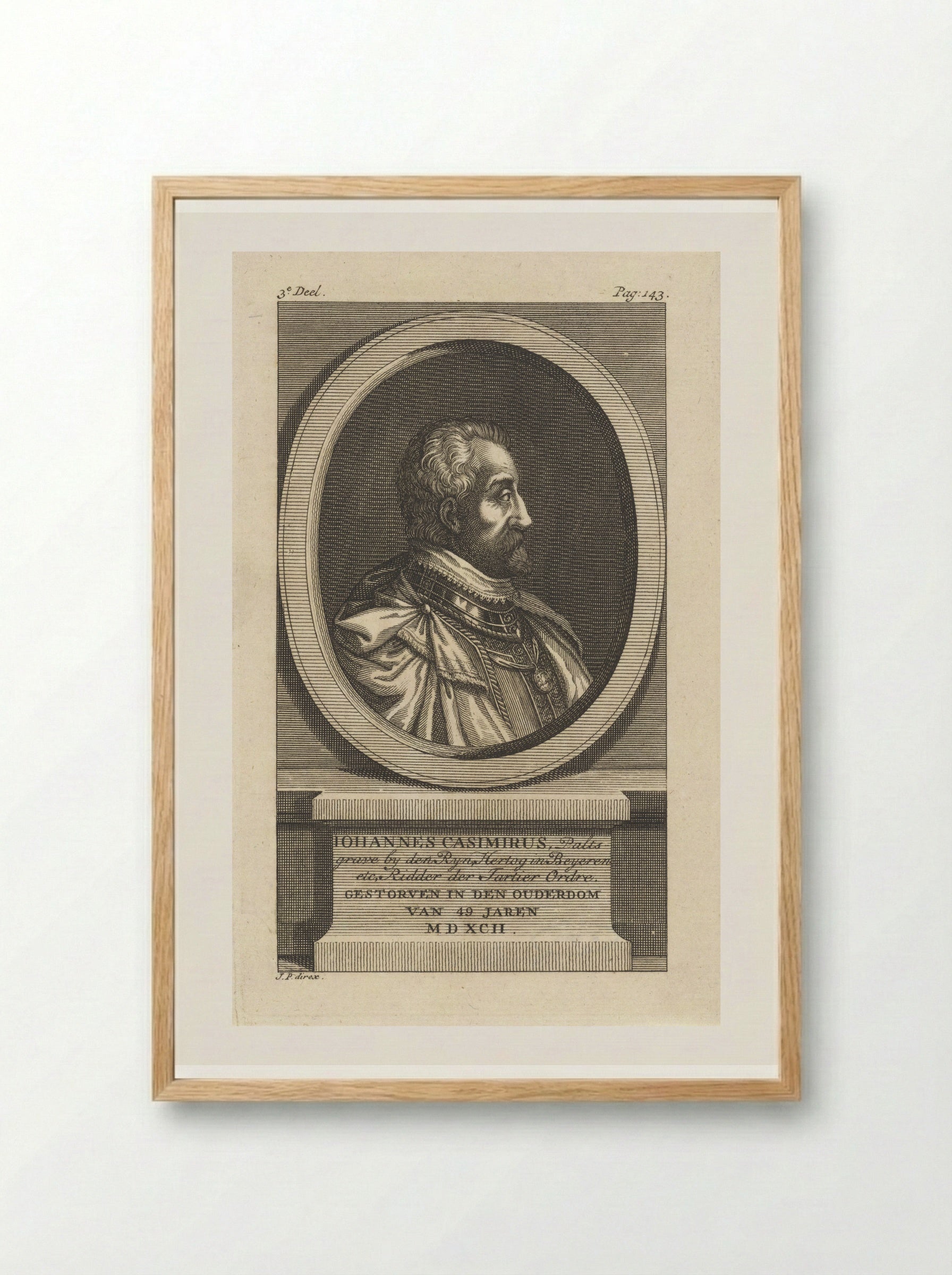 Portret van Johan Casimir, paltsgraaf aan de Rijn - Jan Punt - Framed Print Wood