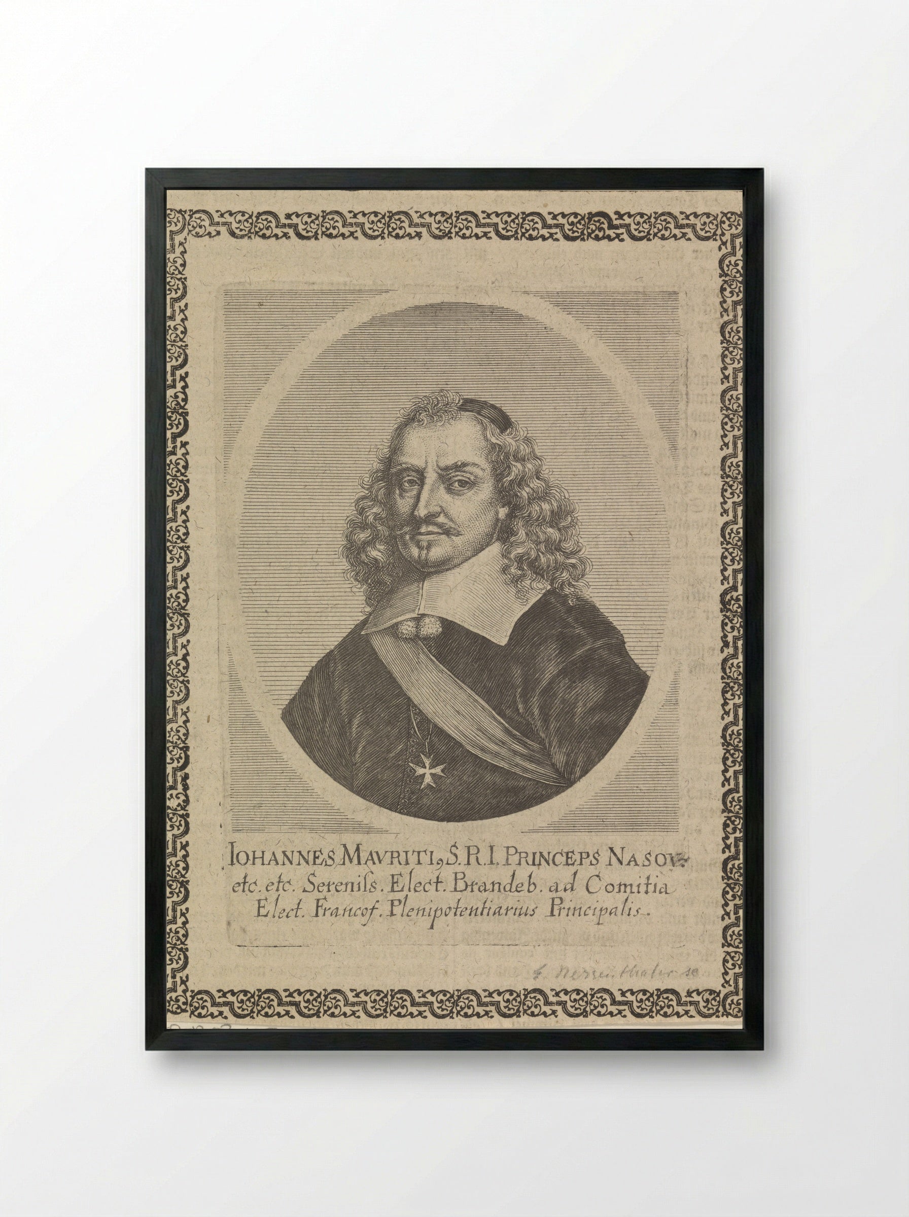 Portret van Johan Maurits, graaf van Nassau-Siegen - Elias Nessenthaler - Framed Print Black