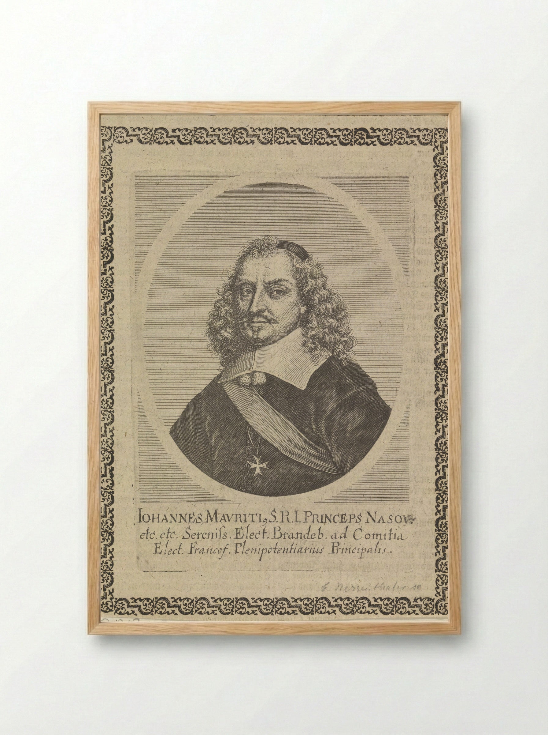 Portret van Johan Maurits, graaf van Nassau-Siegen - Elias Nessenthaler - Framed Print Wood