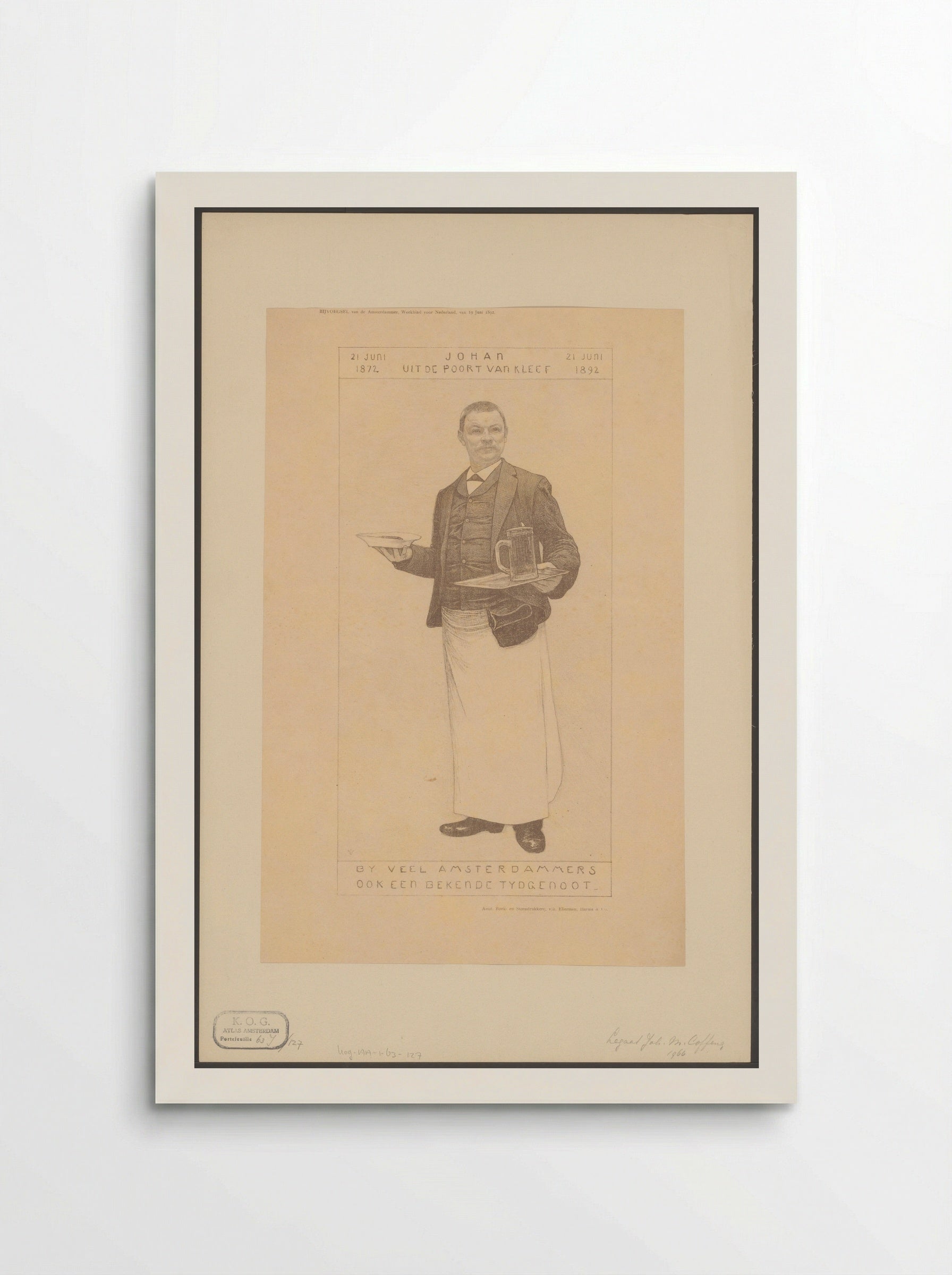 Portret van Johan Meeuwis als ober - Jan Veth - Poster