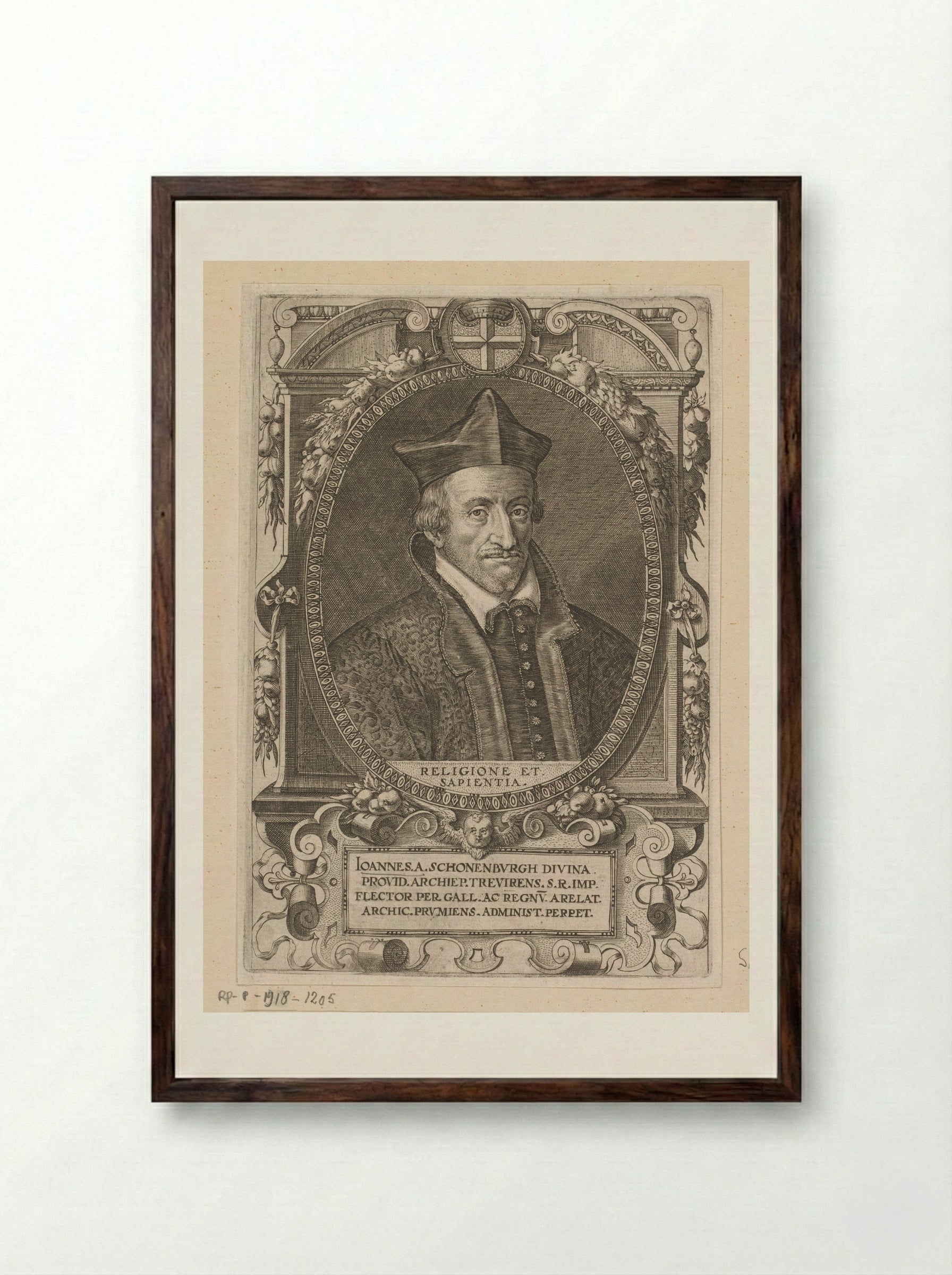 Portret van Johan VII van Schönenberg - Dominicus Custos - Framed Print Dark Wood