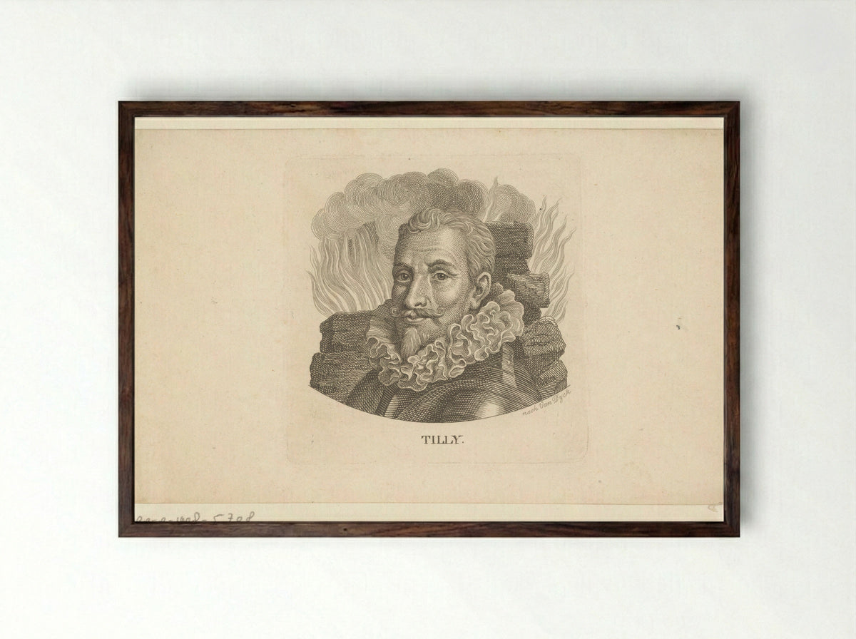 Portret van Johan 't Serclaes, graaf van Tilly - Ernst Ludwig Riepenhausen - Framed Print Dark Wood