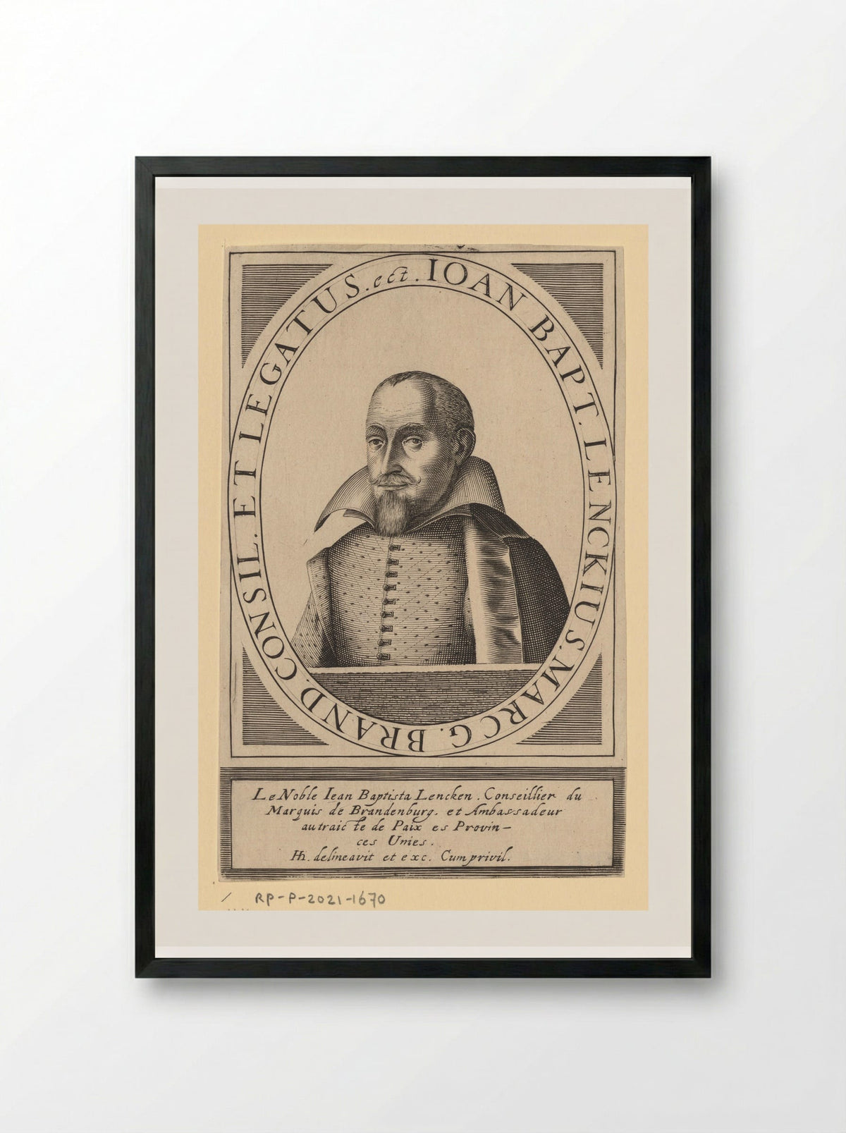 Portret van Johann Baptist Lenck - Hendrick Hondius (I) - Framed Print Black