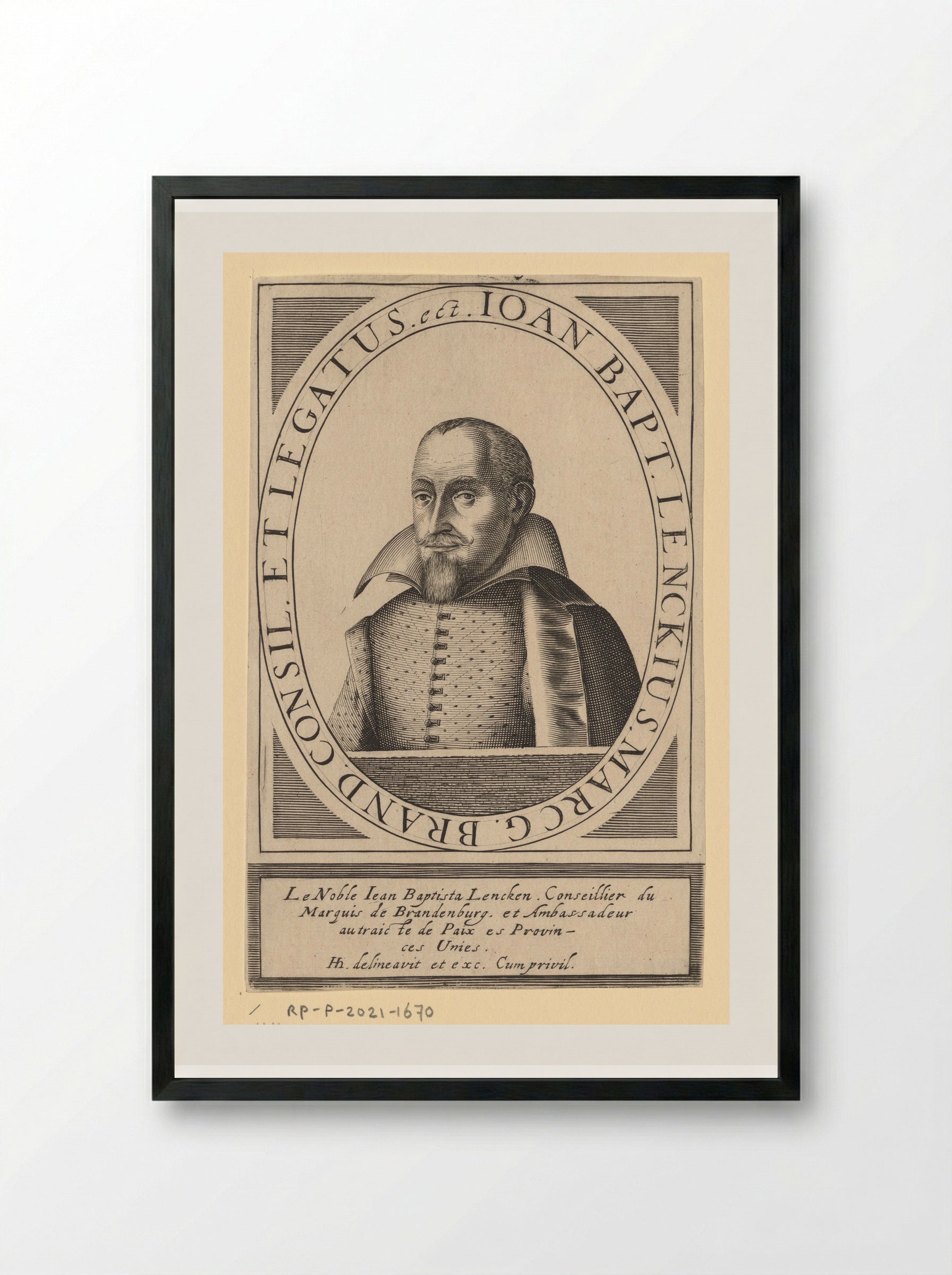 Portret van Johann Baptist Lenck - Hendrick Hondius (I) - Framed Print Black