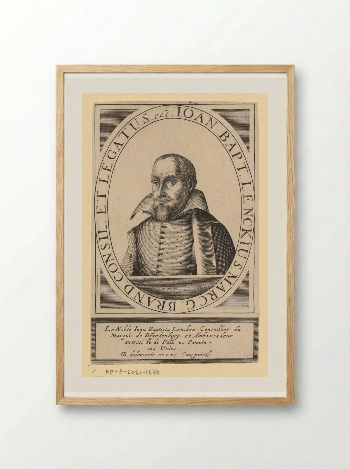 Portret van Johann Baptist Lenck - Hendrick Hondius (I) - Framed Print Wood