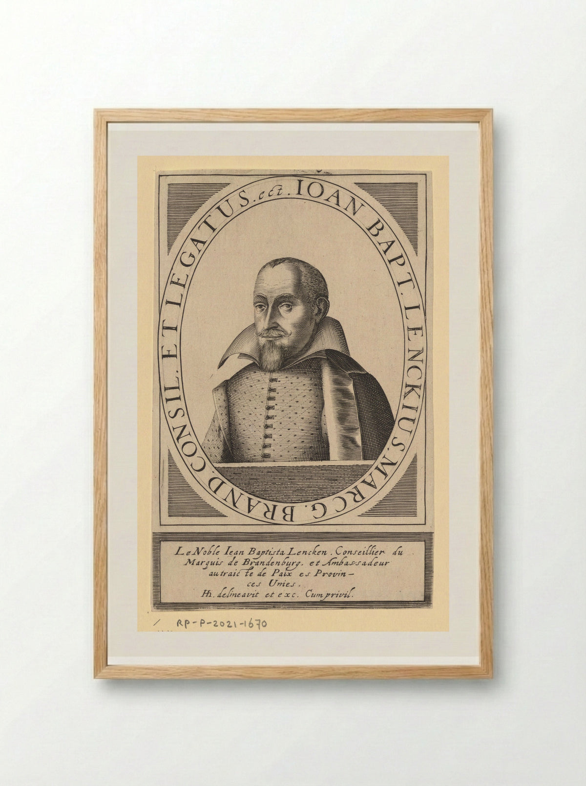 Portret van Johann Baptist Lenck - Hendrick Hondius (I) - Framed Print Wood