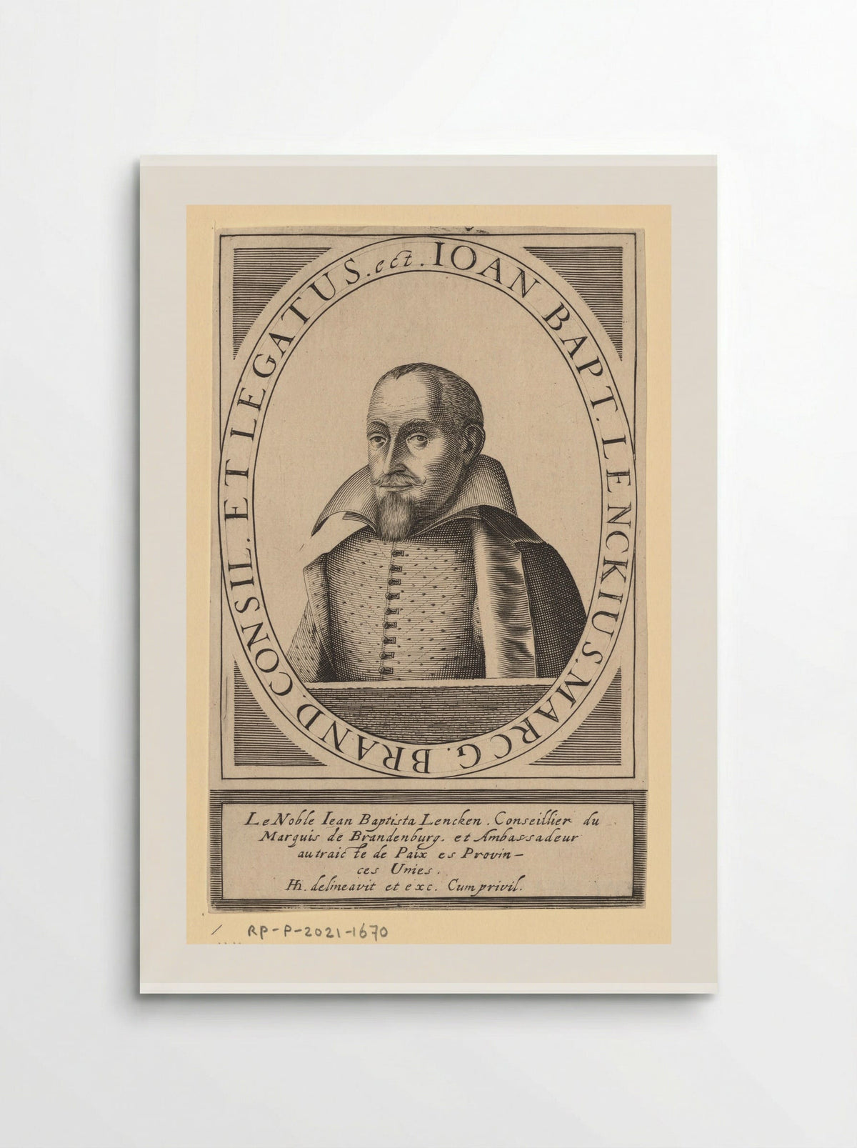 Portret van Johann Baptist Lenck - Hendrick Hondius (I) - Poster