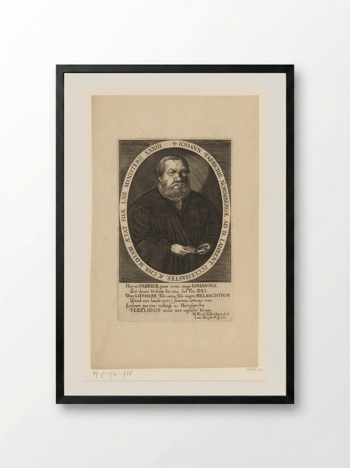 Portret van Johann Fabricius - Johann Pfann - Framed Print Black
